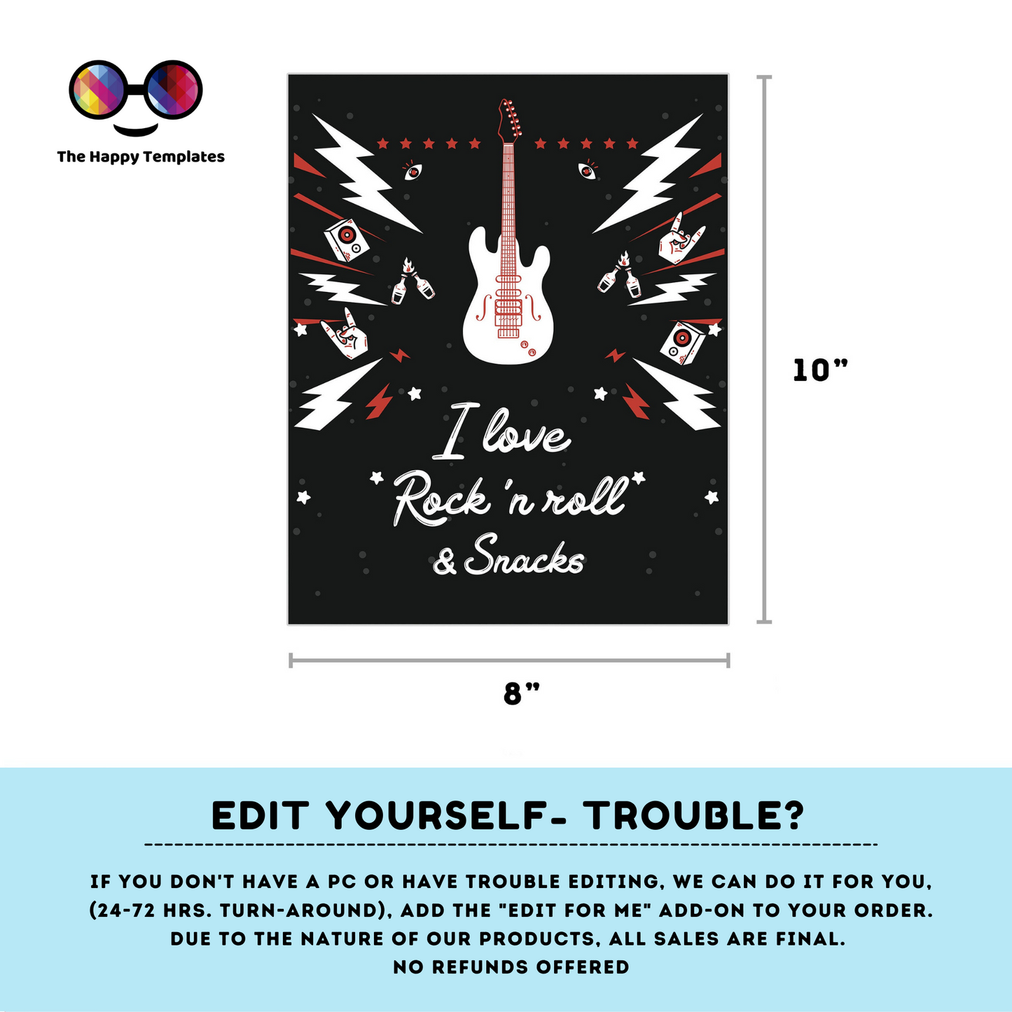 Editable Rock 'n roll Birthday Signs (3) | Rock Star Party | Boy birthday Decorations | Rock Guitar Birthday | Buffet Sign | Rock #K262