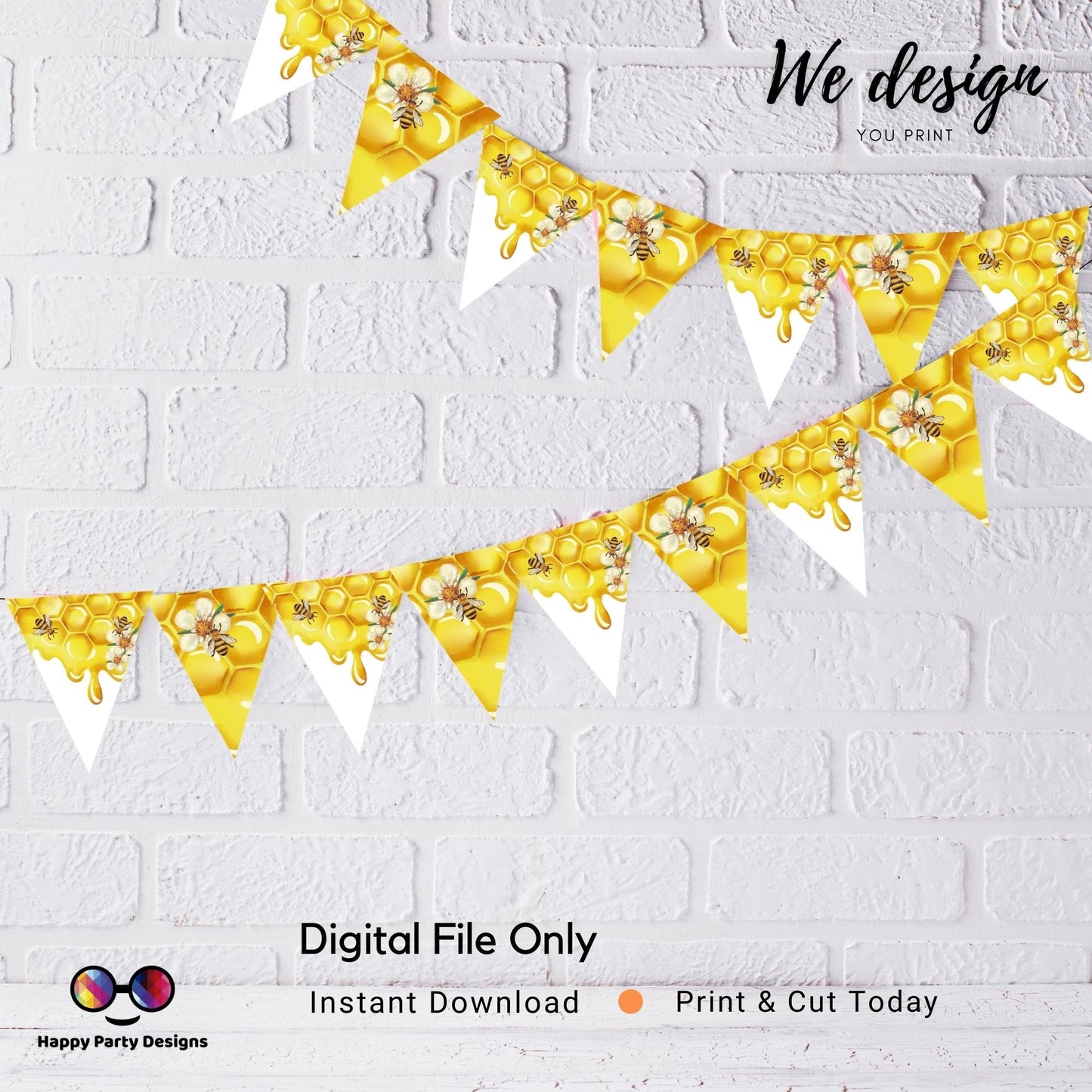 PRINTABLE Bee Pennant Banner | Perfect for Birthdays | Instant Download | Just Print, Cut and Hang!