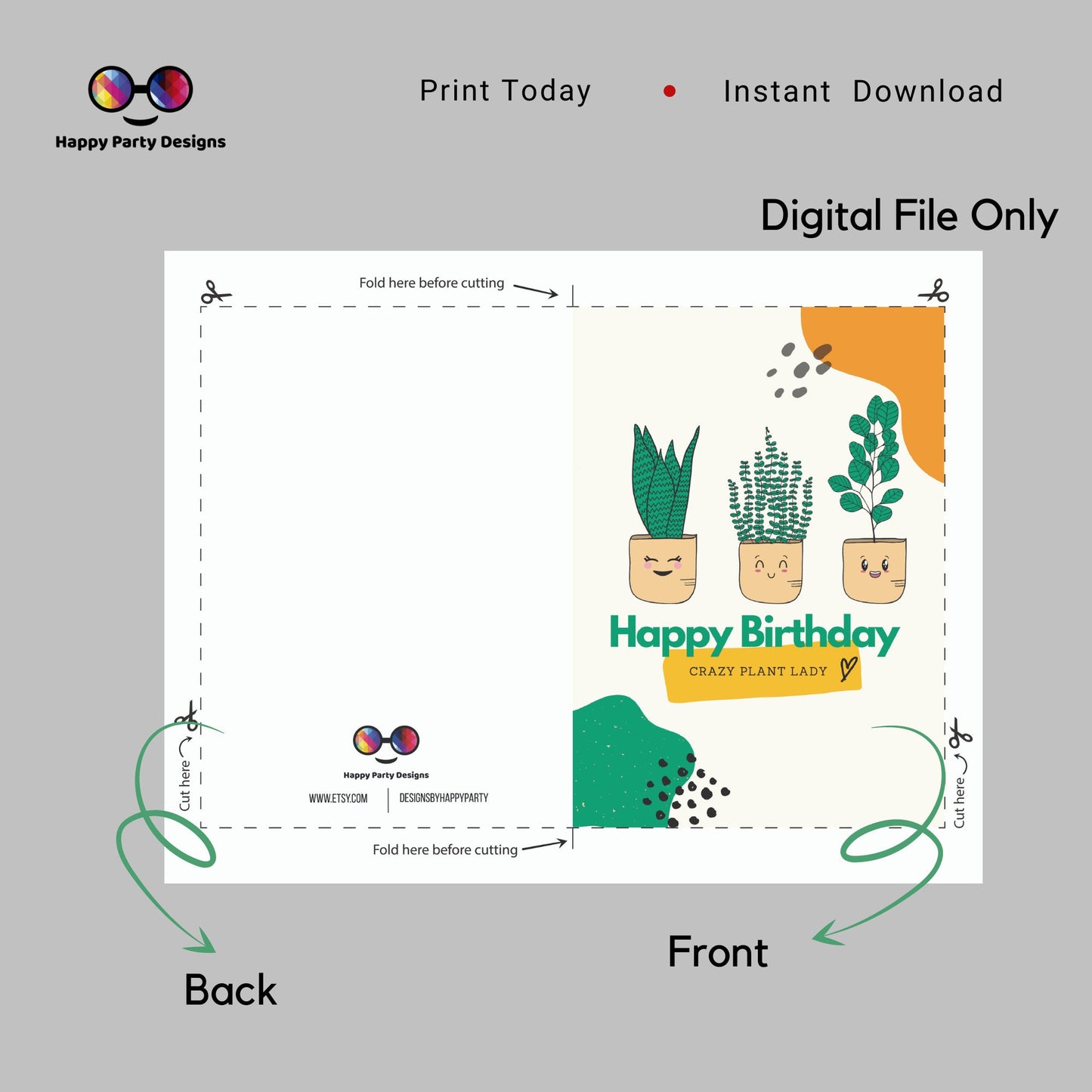 Crazy plant lady birthday card | Birthday Card | Happy Birthday | Instant Download | greeting card