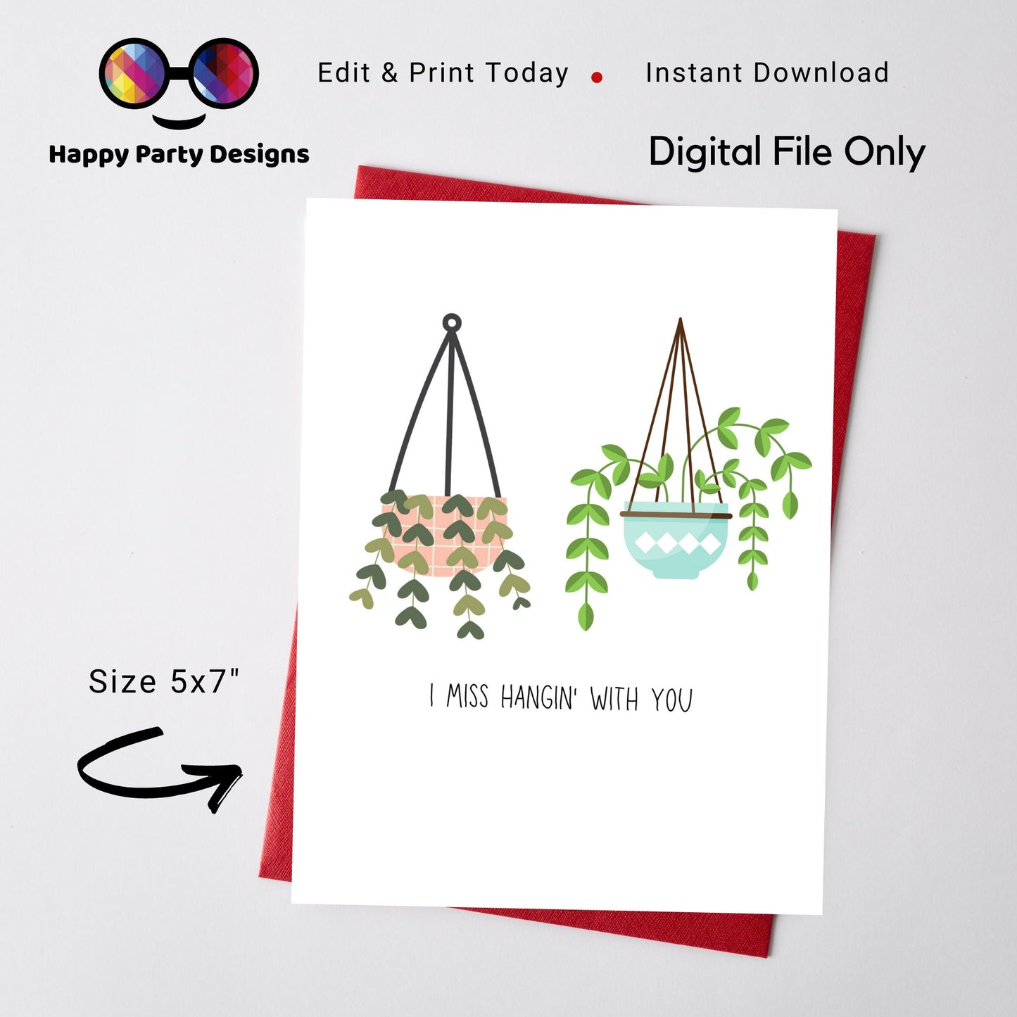 I Miss Hangin With You | greeting Card | I miss you | Instant Download | Minimal Card for Someone Special