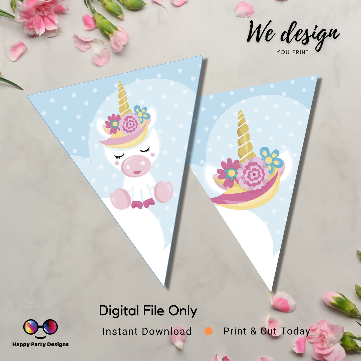 PRINTABLE Unicorn Pennant Banner | Perfect for Birthdays | Instant Download | Unicorn decoration | Just Print, Cut and Hang!