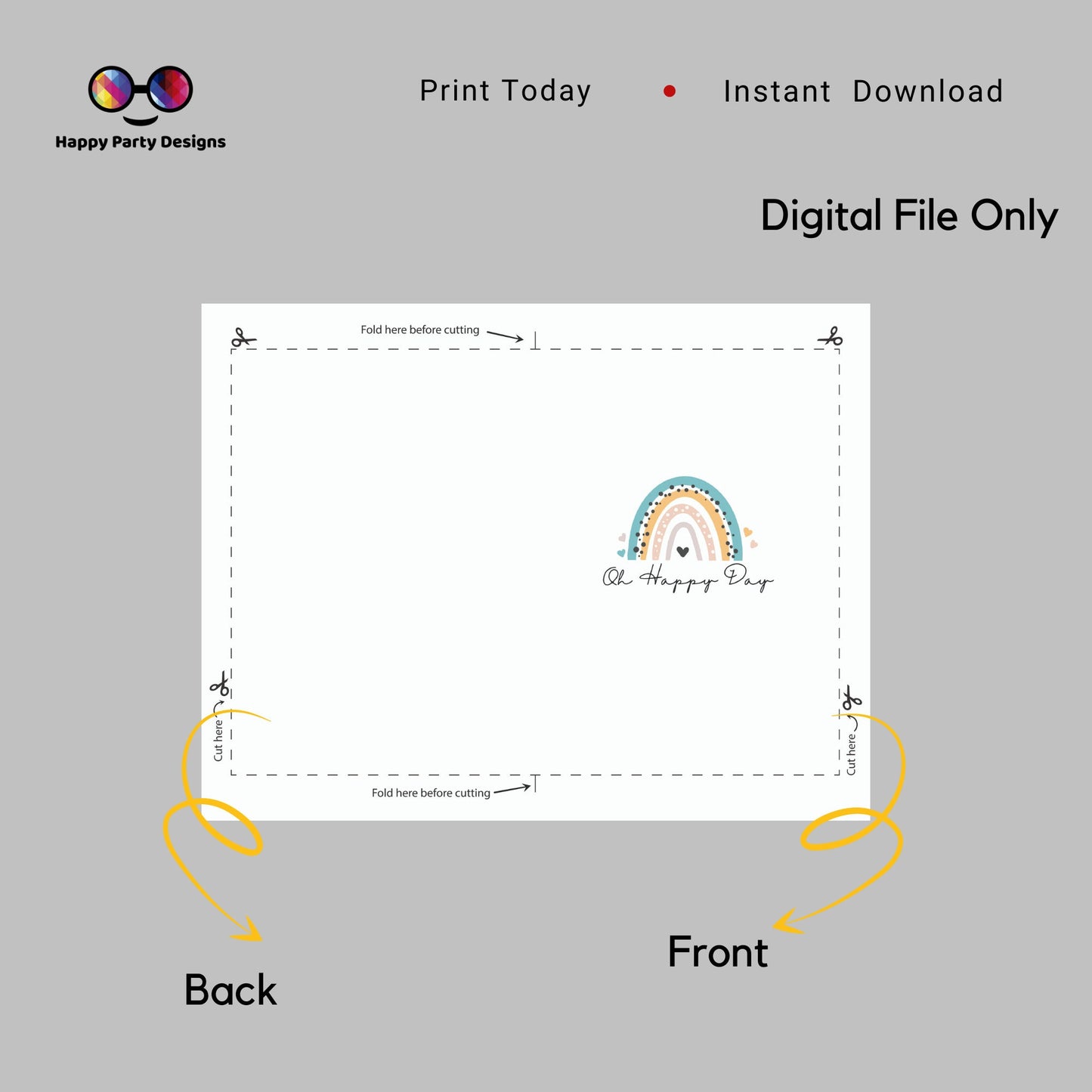 PRINTABLE Oh happy day card| Birthday Card | Greeting Card | Instant Download | Happy Birthday