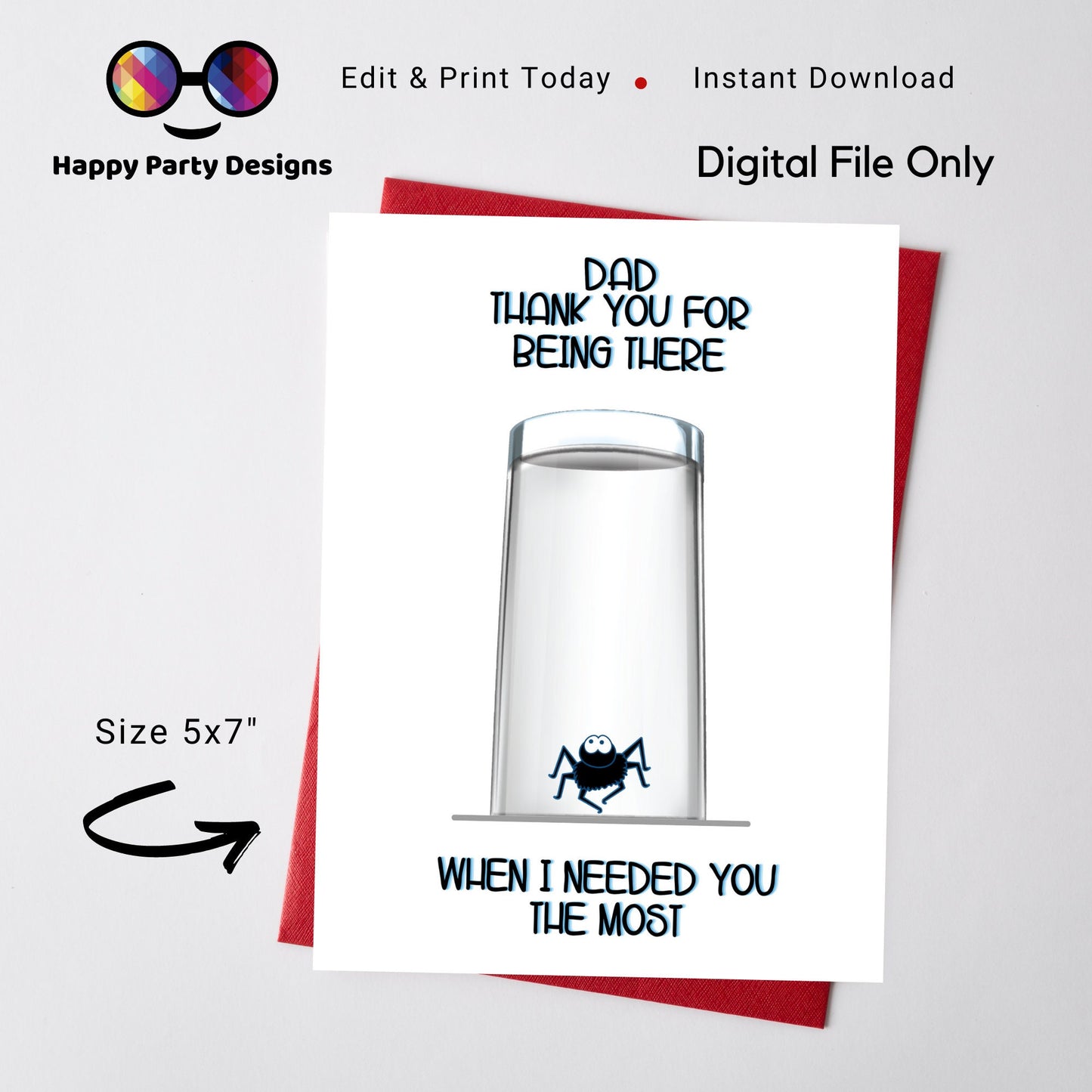 Happy Father's day | thank you for being there | greeting Card | Funny card | Instant Download | Father's themed card | from daughter
