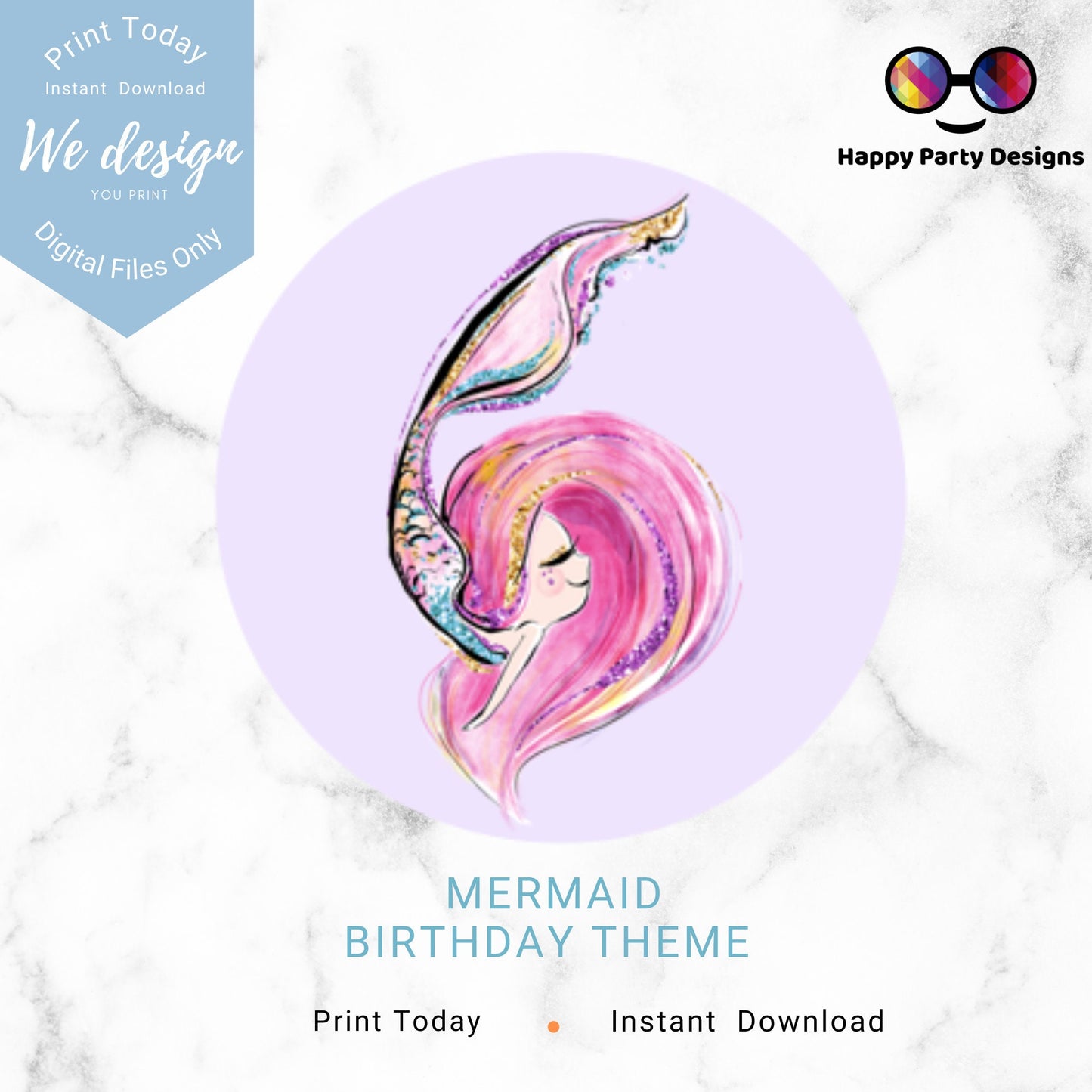 Mermaid Cupcake toppers for Girls | Birthday Girl | Cupcake Toppers | Instant Download | Digital | Mermaid Birthday Party | Mermaid Birthday