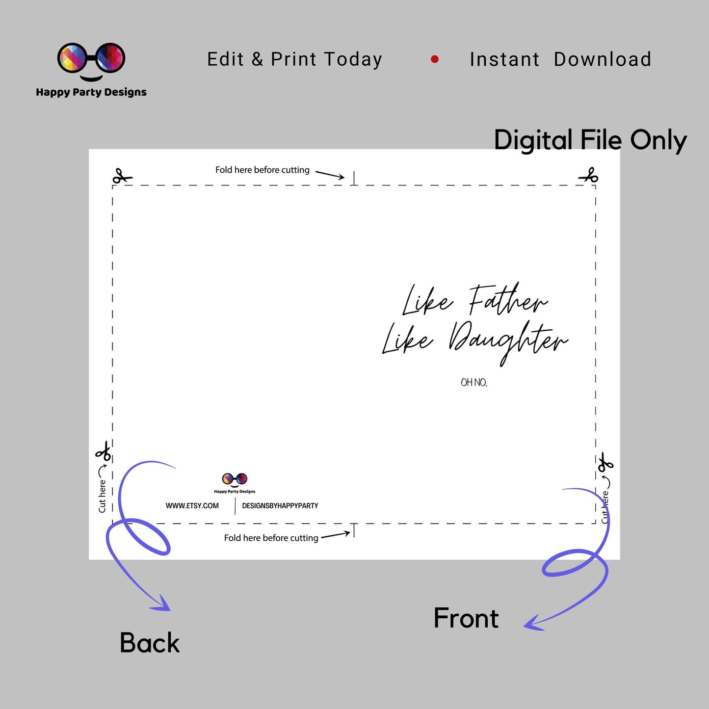 Happy Father's day | greeting Card | Funny card | Instant Download | Father's themed card | from daughter