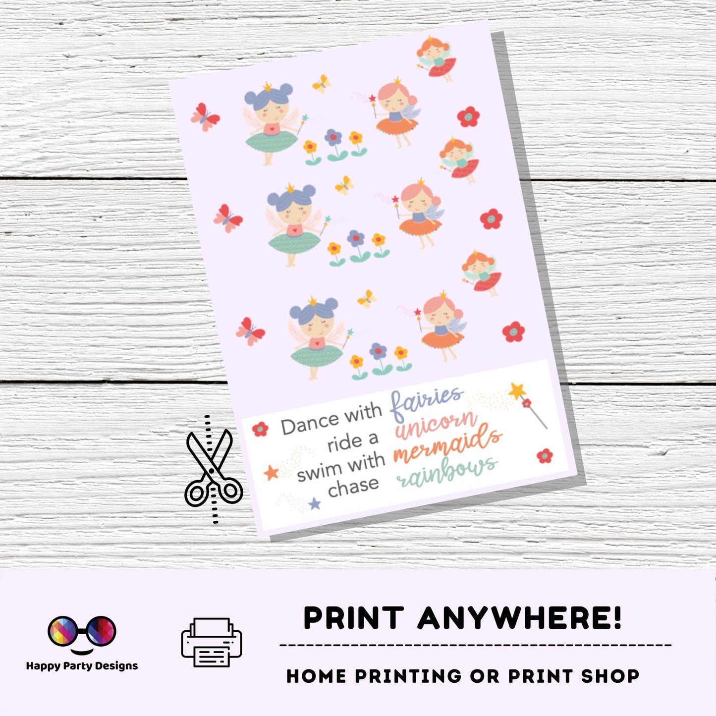 Fairies Cookie Tag 3.5" X 5" | Fairies Tag | Fairies Card to print l Printable Mini Cookie Card