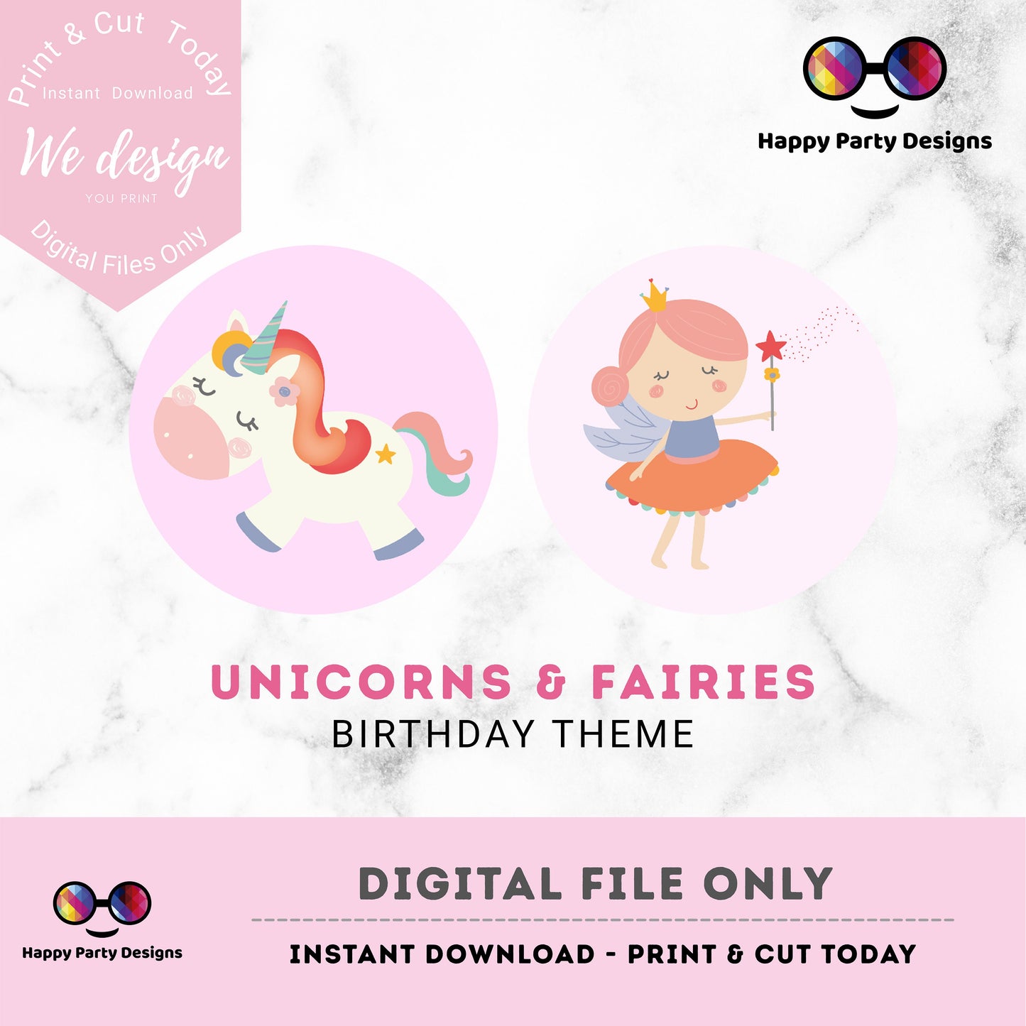 Unicorn Cupcake toppers for Girls | Birthday Girl | Cupcake Toppers | Instant Download | Digital | Unicorn Birthday Party | Unicorn Birthday