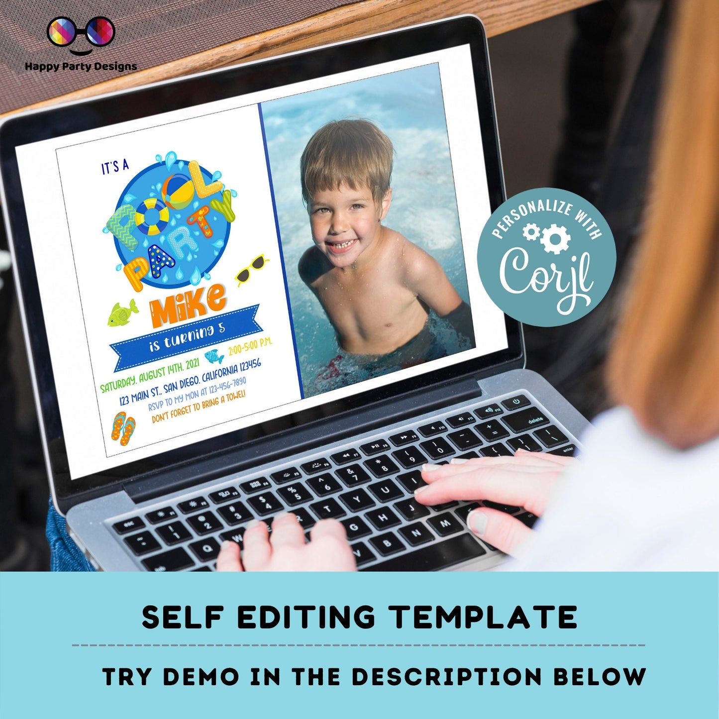 EDITABLE Pool invitation | Pool party Invitation | Pool party | Instant Download | Personalize Online | Summer birthday