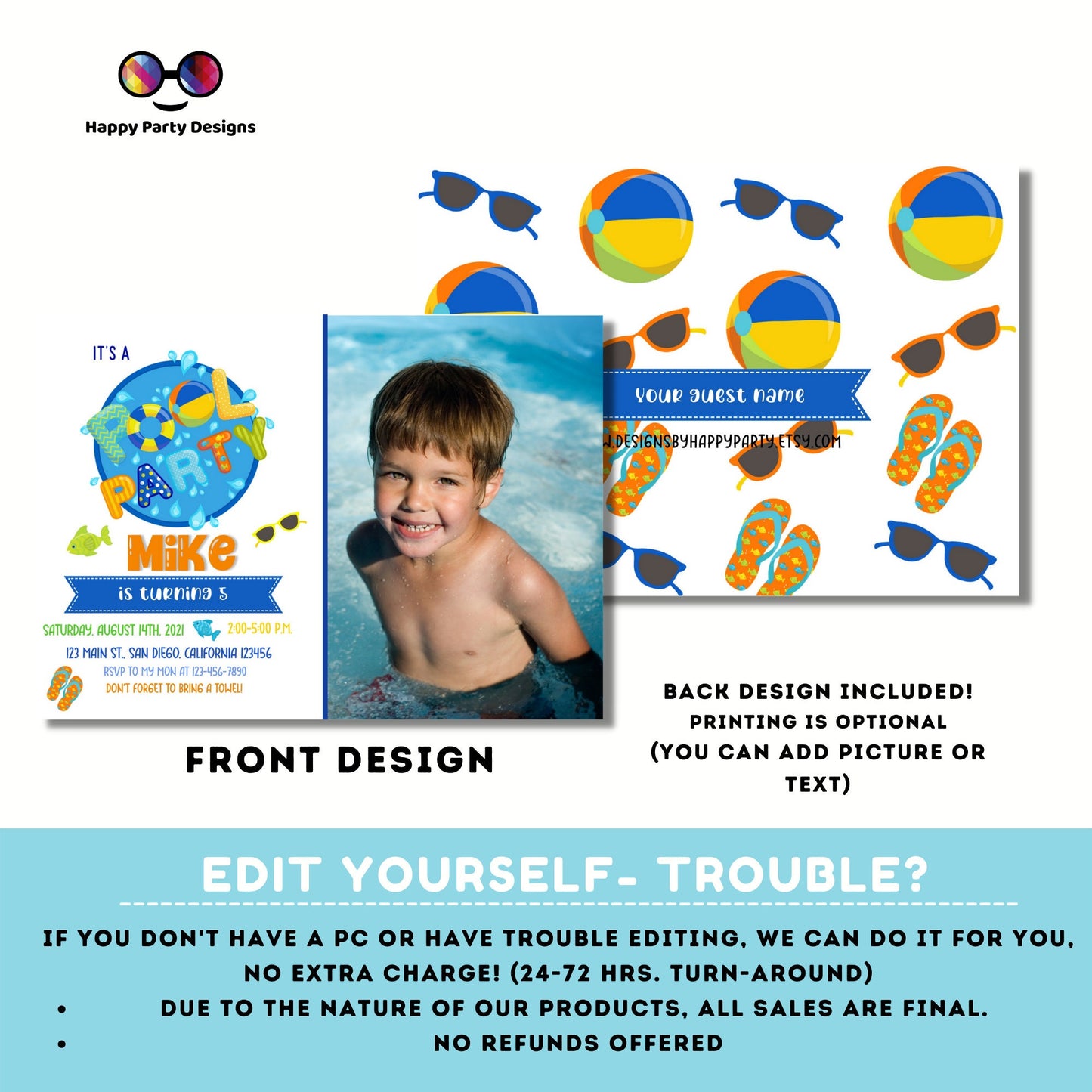 EDITABLE Pool invitation | Pool party Invitation | Pool party | Instant Download | Personalize Online | Summer birthday