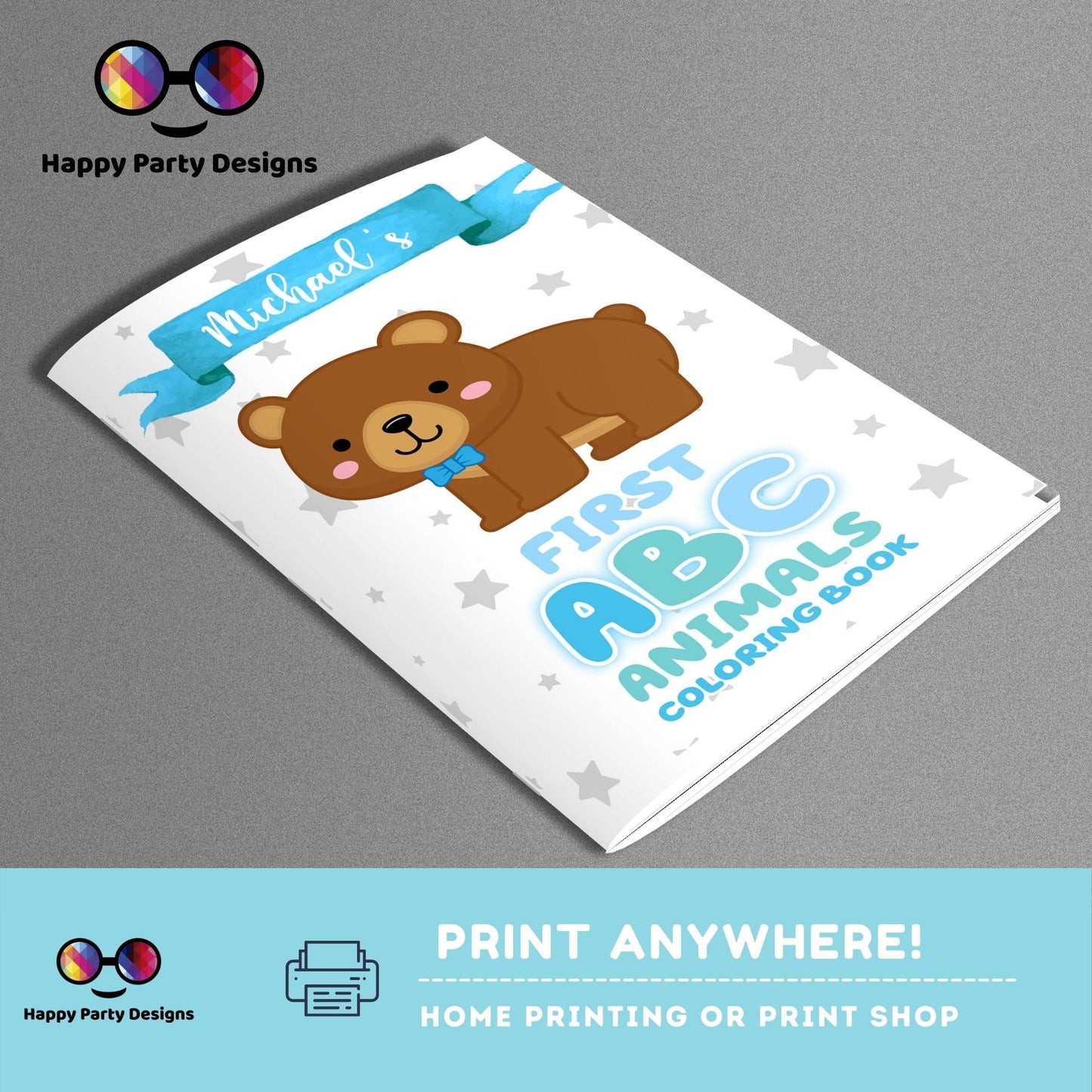 Baby Shower Coloring Book for boys 8.5x11"| First ABC coloring book for Baby Shower |Printable ABC Book Baby Shower Activity | Baby Keepsake