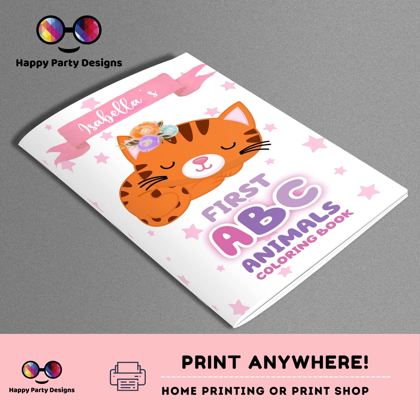 Baby Shower Coloring Book for girls 8.5x11" | First ABC coloring book for Baby Shower | Printable ABC Book Baby Shower | Baby Keepsake