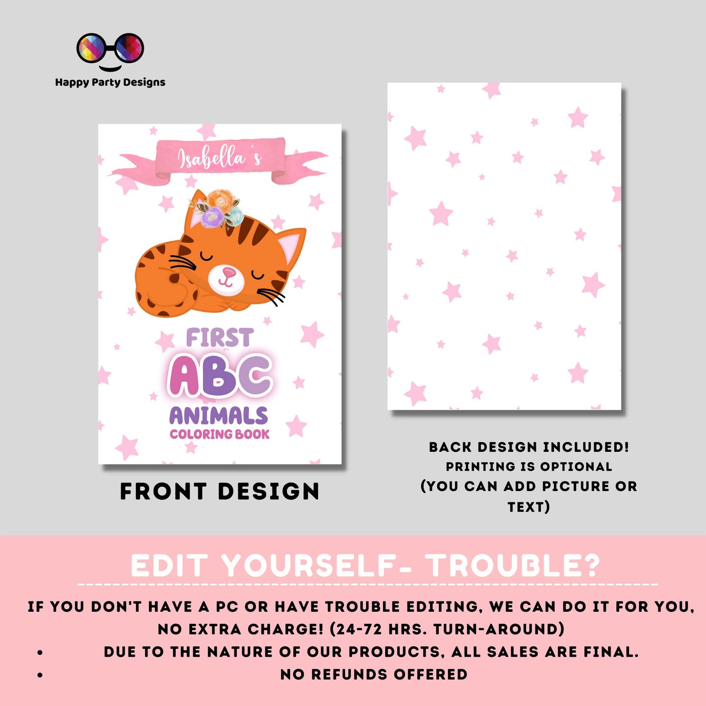 Baby Shower Coloring Book for girls 8.5x11" | First ABC coloring book for Baby Shower | Printable ABC Book Baby Shower | Baby Keepsake