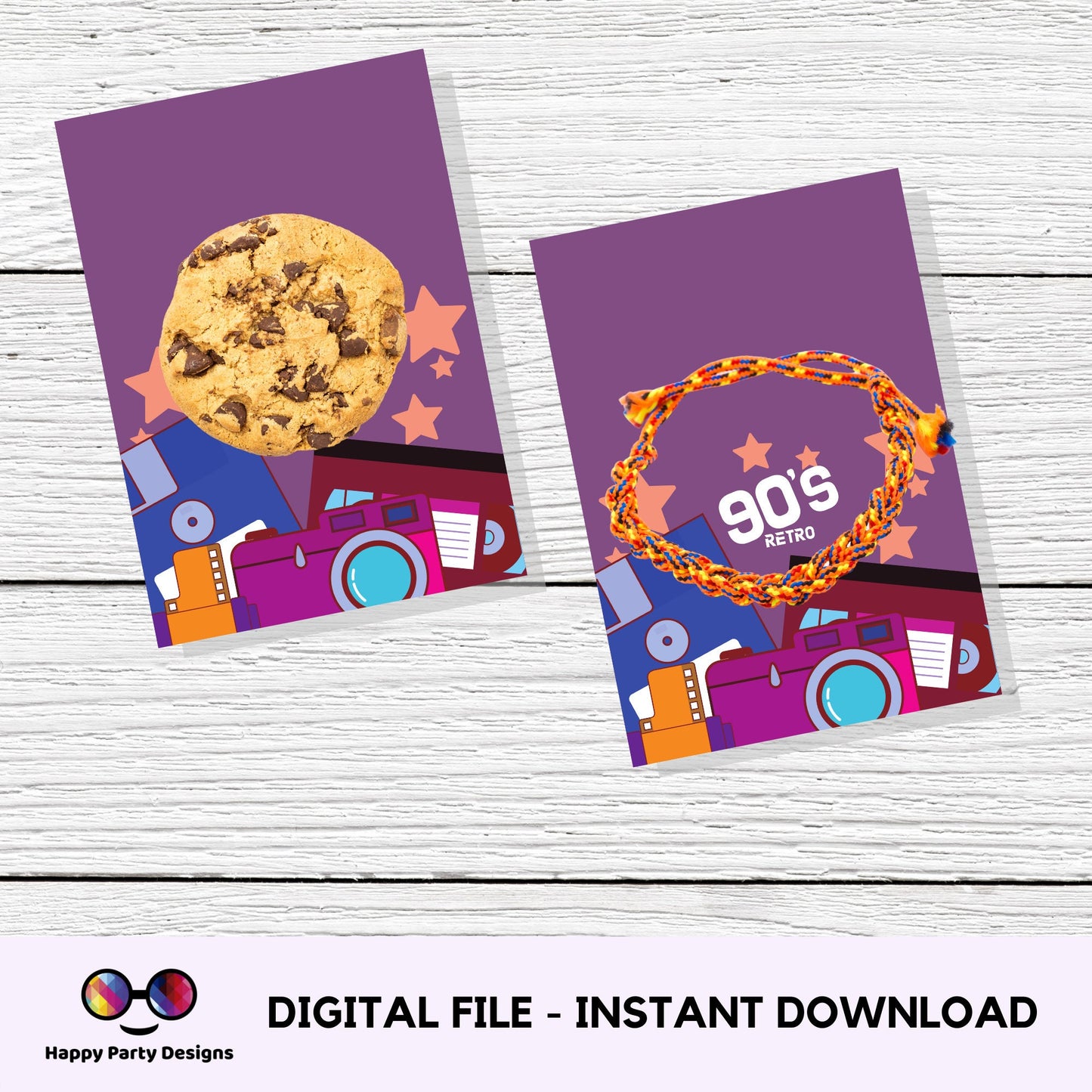 90s Cookie Tag 3.5" X 5" | Retro Tag | 90s retro Printable Mini Cookie Card | 90s favors tag | Nostalgia cookie tag | 90s themes favor tag