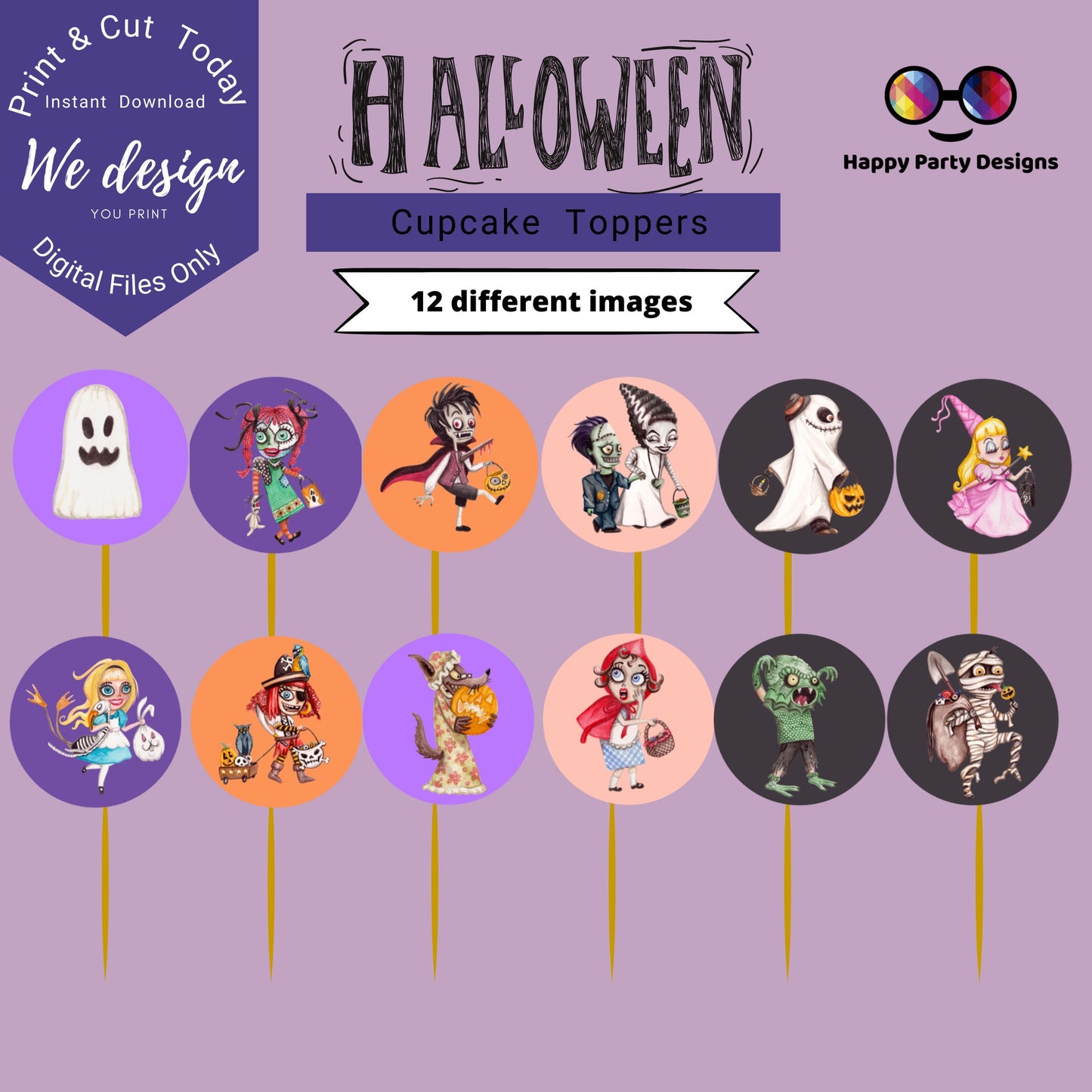 Halloween Cupcake toppers | Halloween Party Decoration | Cupcake Toppers | Instant Download | Digital | Halloween Party | Halloween decor