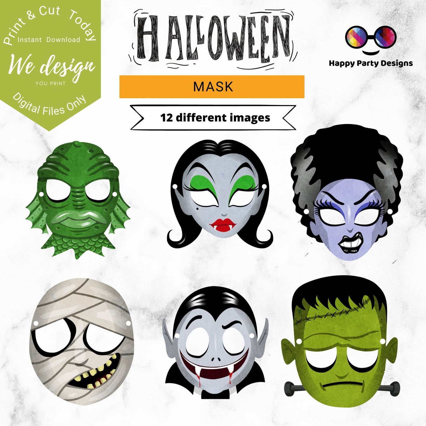 Halloween Mask | Halloween Party Decoration | Halloween Face Mask | Instant Download | Digital | Halloween Party | Halloween decor