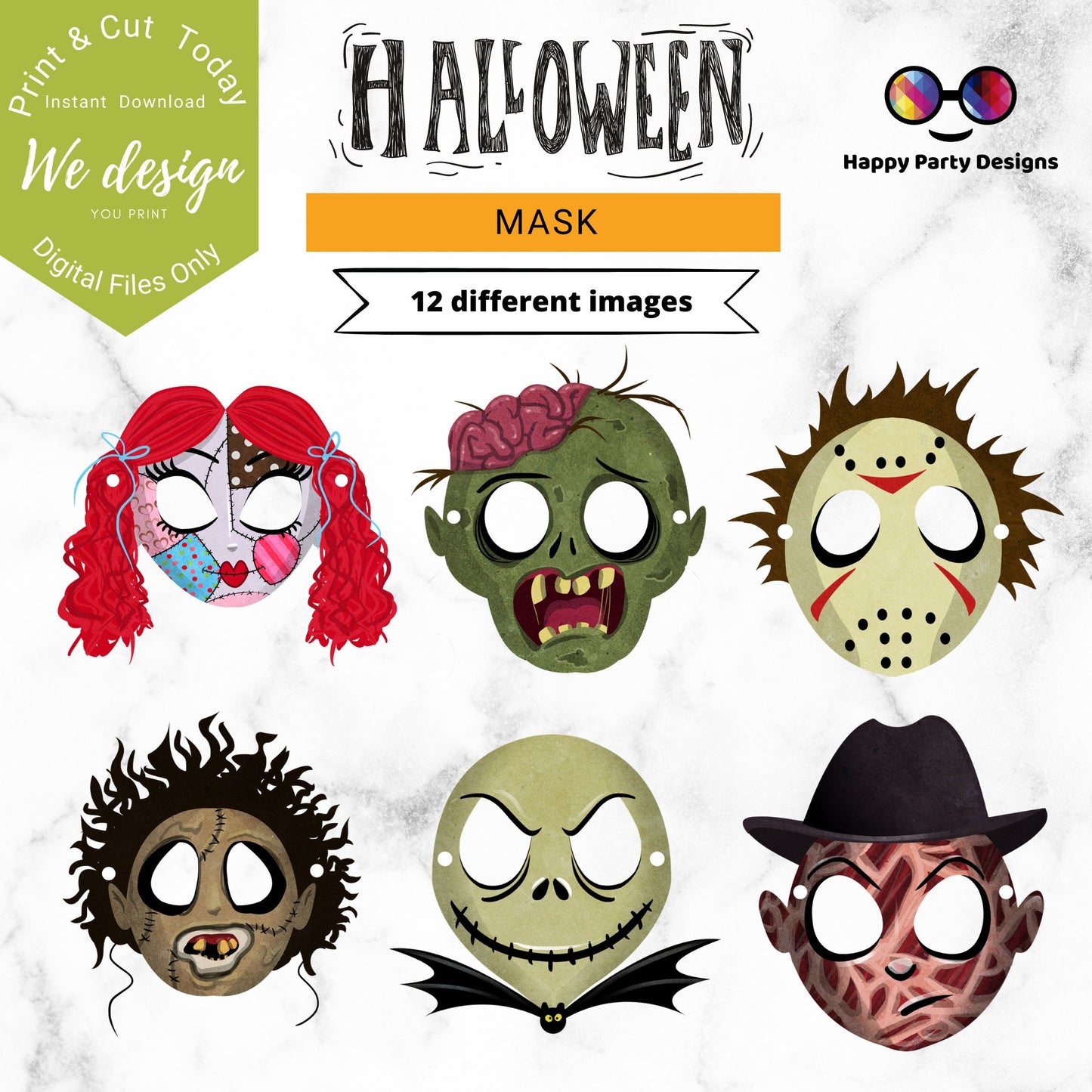 Halloween Mask | Halloween Party Decoration | Halloween Face Mask | Instant Download | Digital | Halloween Party | Halloween decor