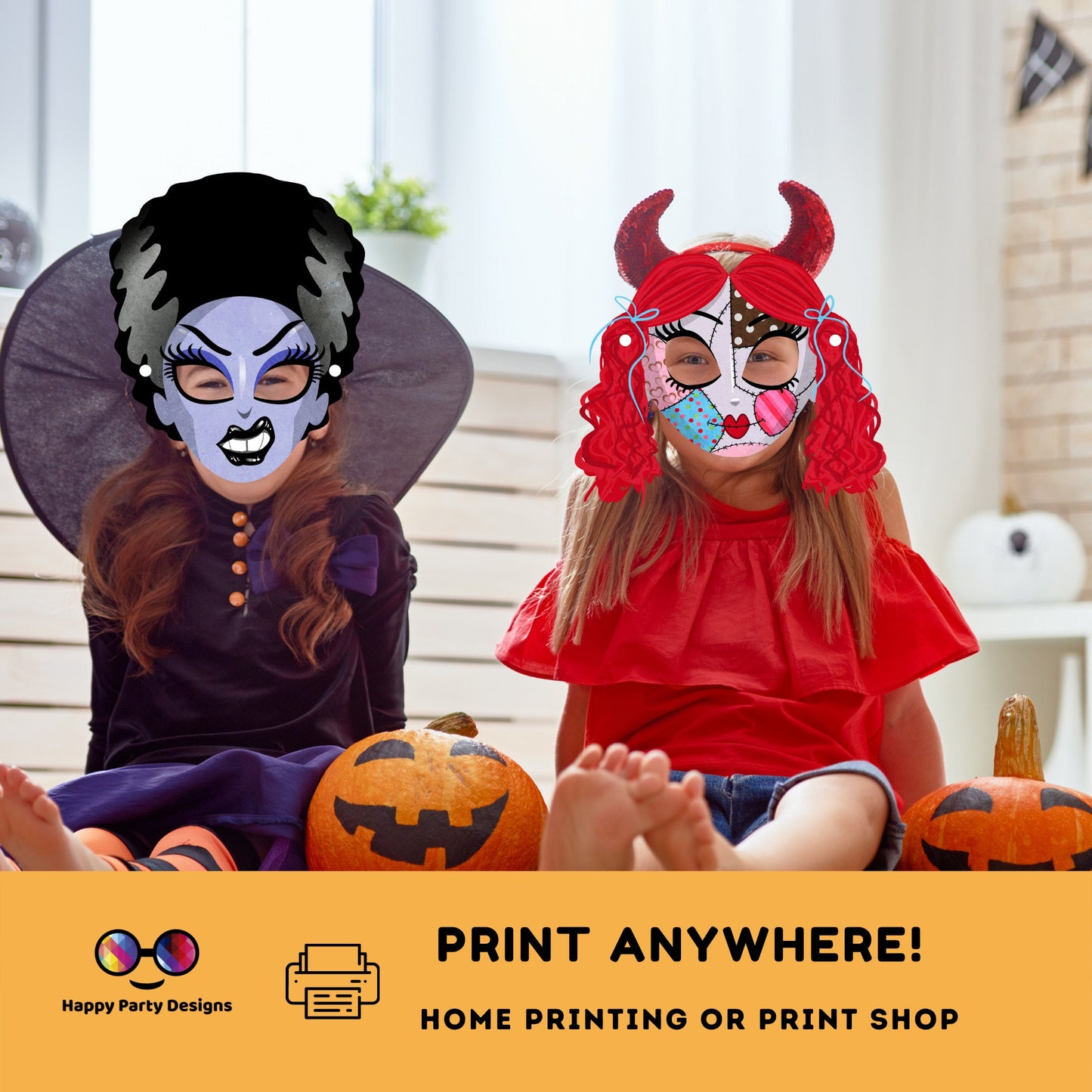 Halloween Mask | Halloween Party Decoration | Halloween Face Mask | Instant Download | Digital | Halloween Party | Halloween decor