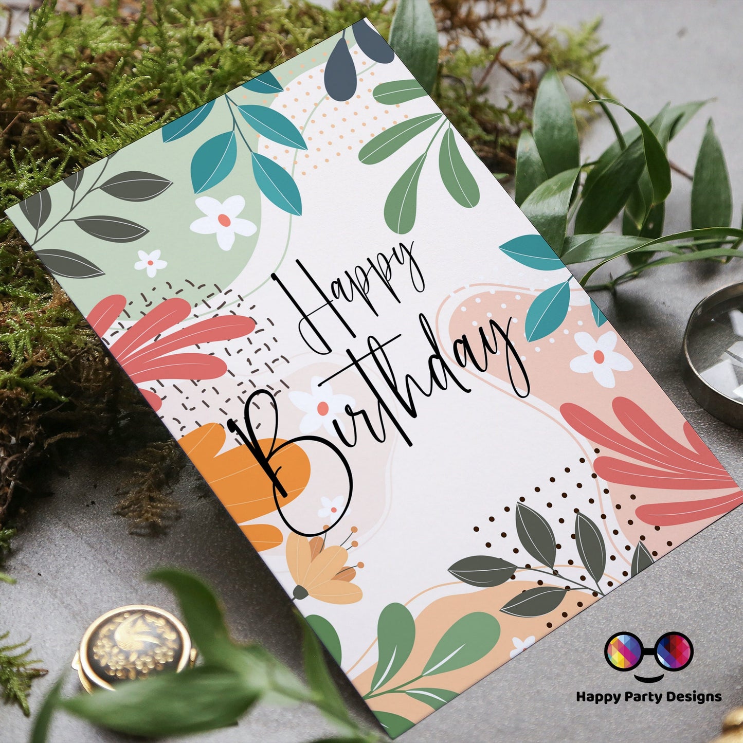Happy Birthday greeting card | Printable Birthday Card | Happy Birthday Card | Instant Download | Floral card | Cheerful