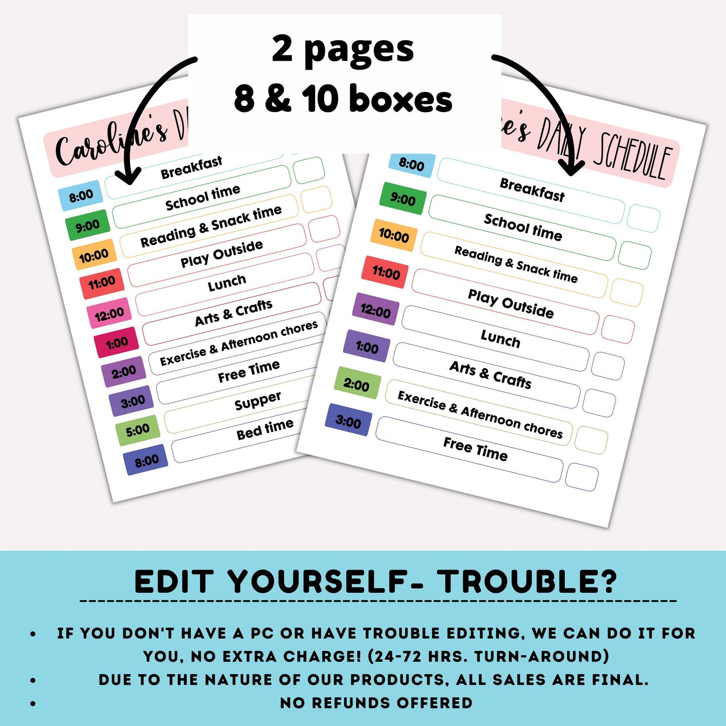 Weekly Daily schedule Chart for Kids | Daily Routine Chore Chart for Kids | My Schedule | Responsibility Checklist | My Daily To Do List