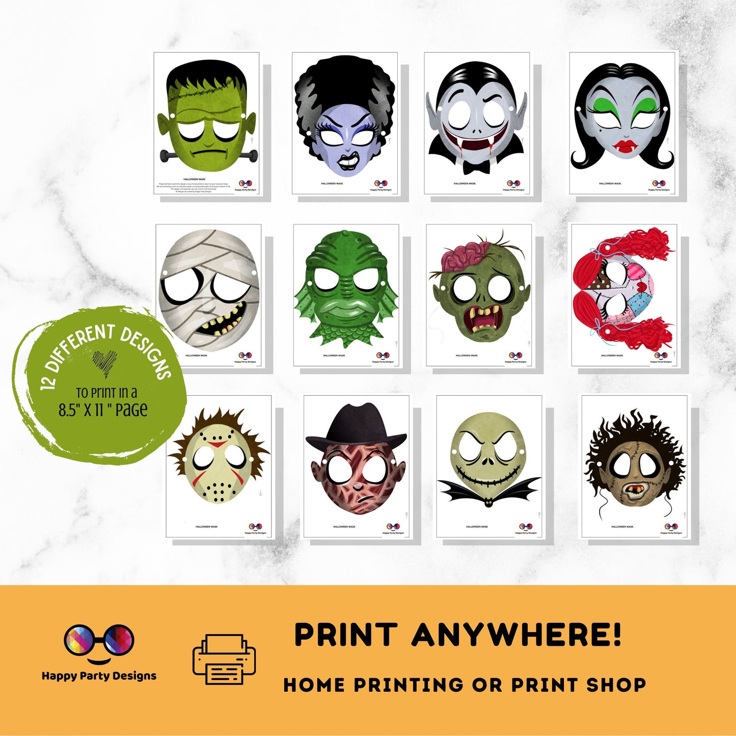 Halloween Mask | Halloween Party Decoration | Halloween Face Mask | Instant Download | Digital | Halloween Party | Halloween decor
