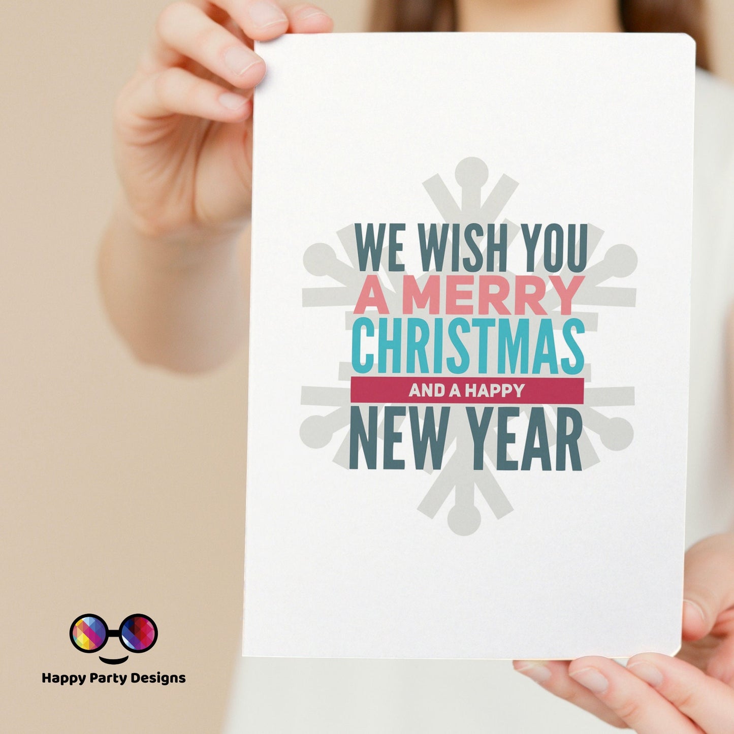 PRINTABLE Christmas card | Christmas Card | Holiday Card | We Wish You a Merry Christmas and a Happy New Year | Instant Download