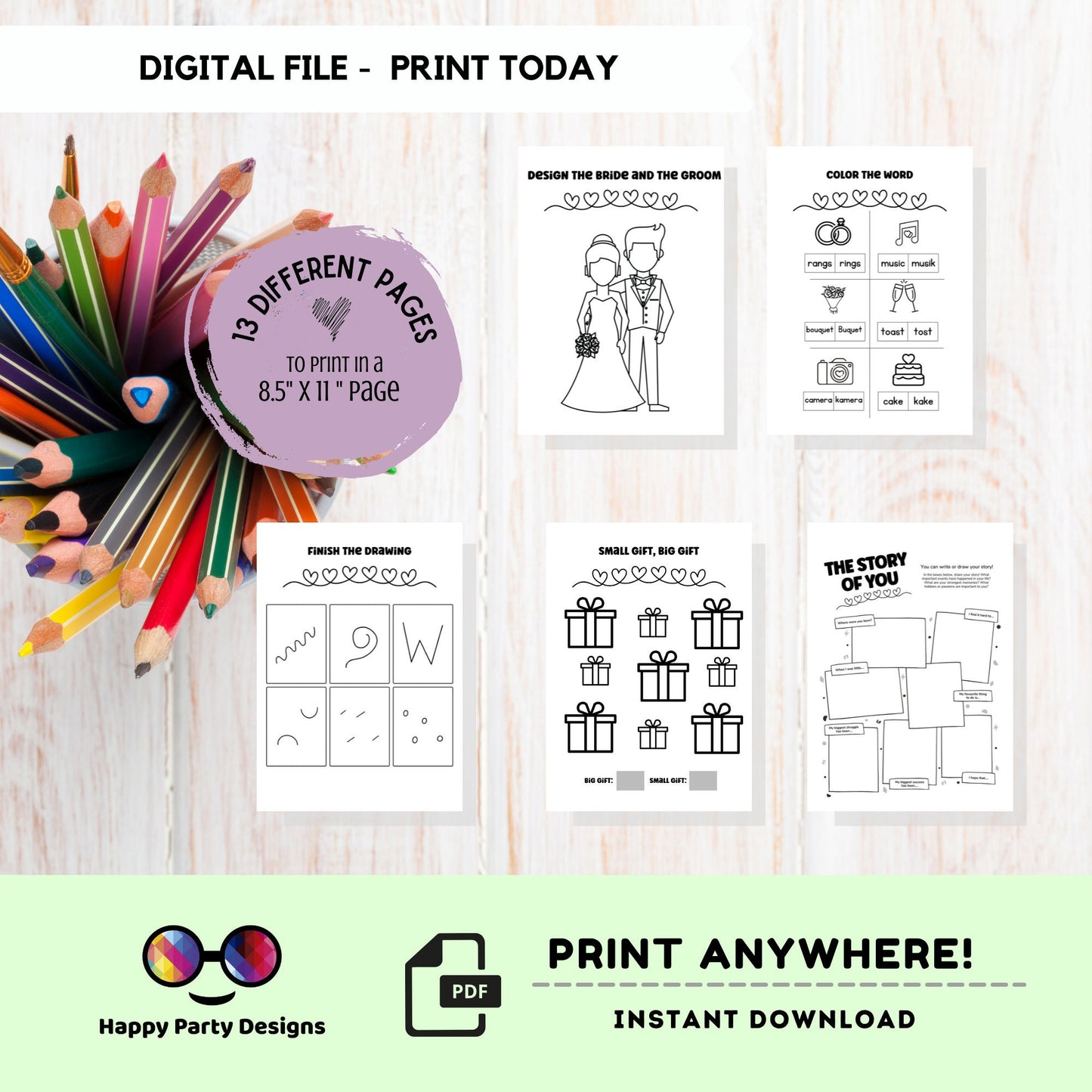 Wedding Kids Activity Book | Coloring book for wedding | Printable wedding Activity Book | Instant Download wedding Activity Book