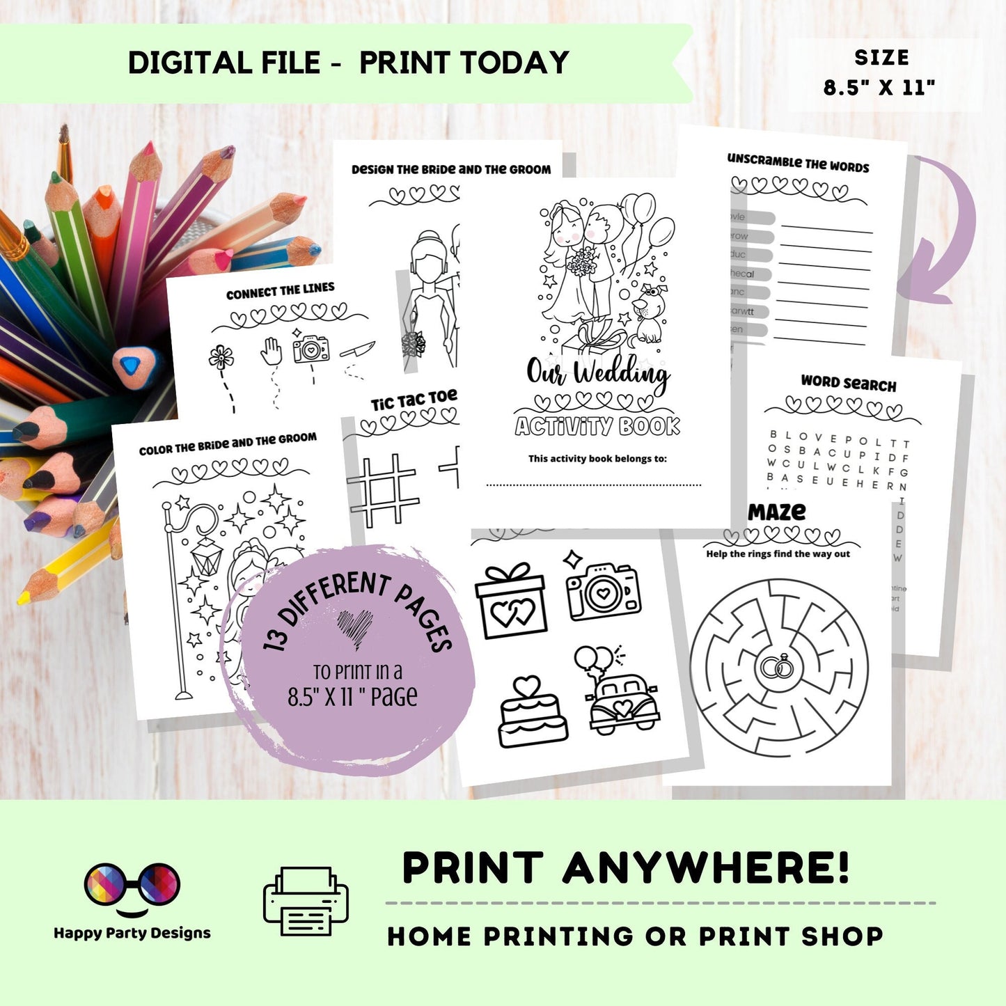 Wedding Kids Activity Book | Coloring book for wedding | Printable wedding Activity Book | Instant Download wedding Activity Book