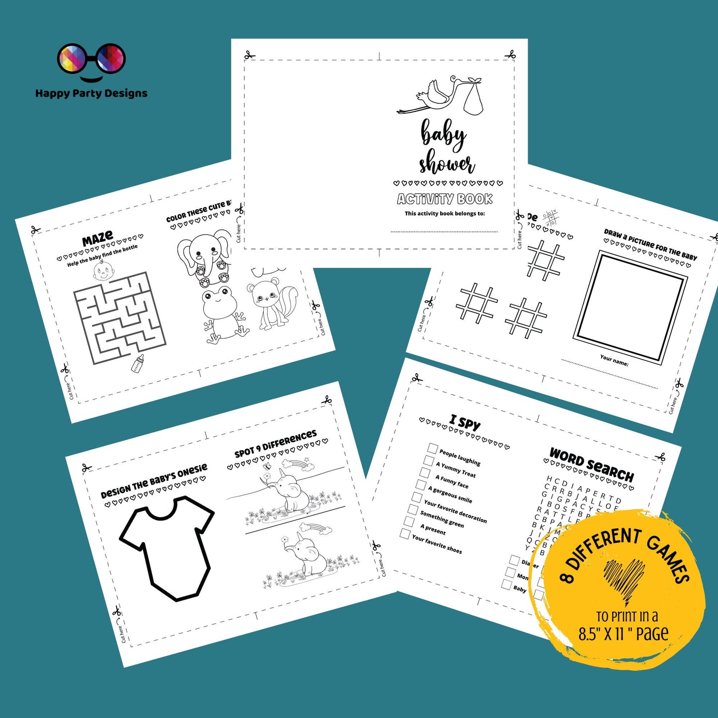 Printable Baby Shower Kids Activity Booklet | Coloring book for Baby Shower 5x7" | Printable Activity Booklet Baby Shower | Baby Keepsake
