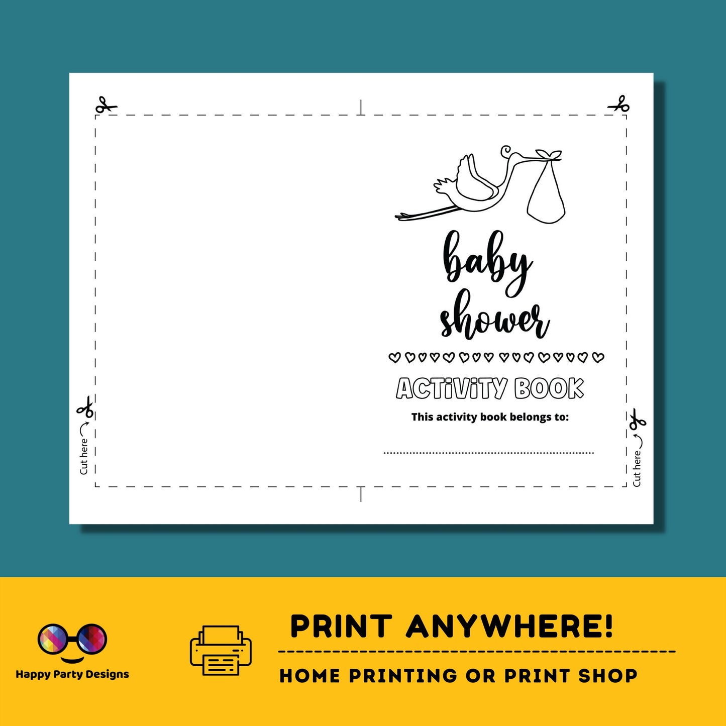 Printable Baby Shower Kids Activity Booklet | Coloring book for Baby Shower 5x7" | Printable Activity Booklet Baby Shower | Baby Keepsake
