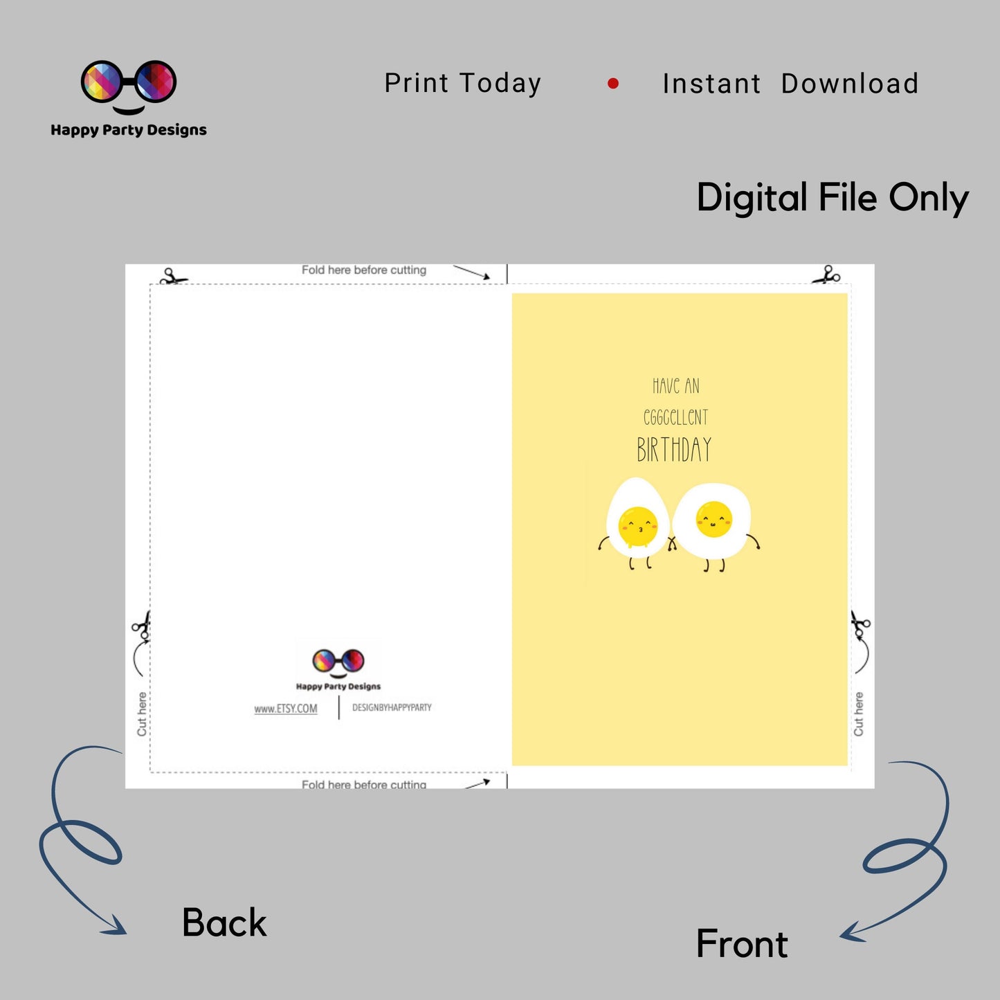 Happy Birthday greeting card | Printable Birthday Card | Happy Birthday Card | Instant Download | Have and eggcelent birthday | Cheerful