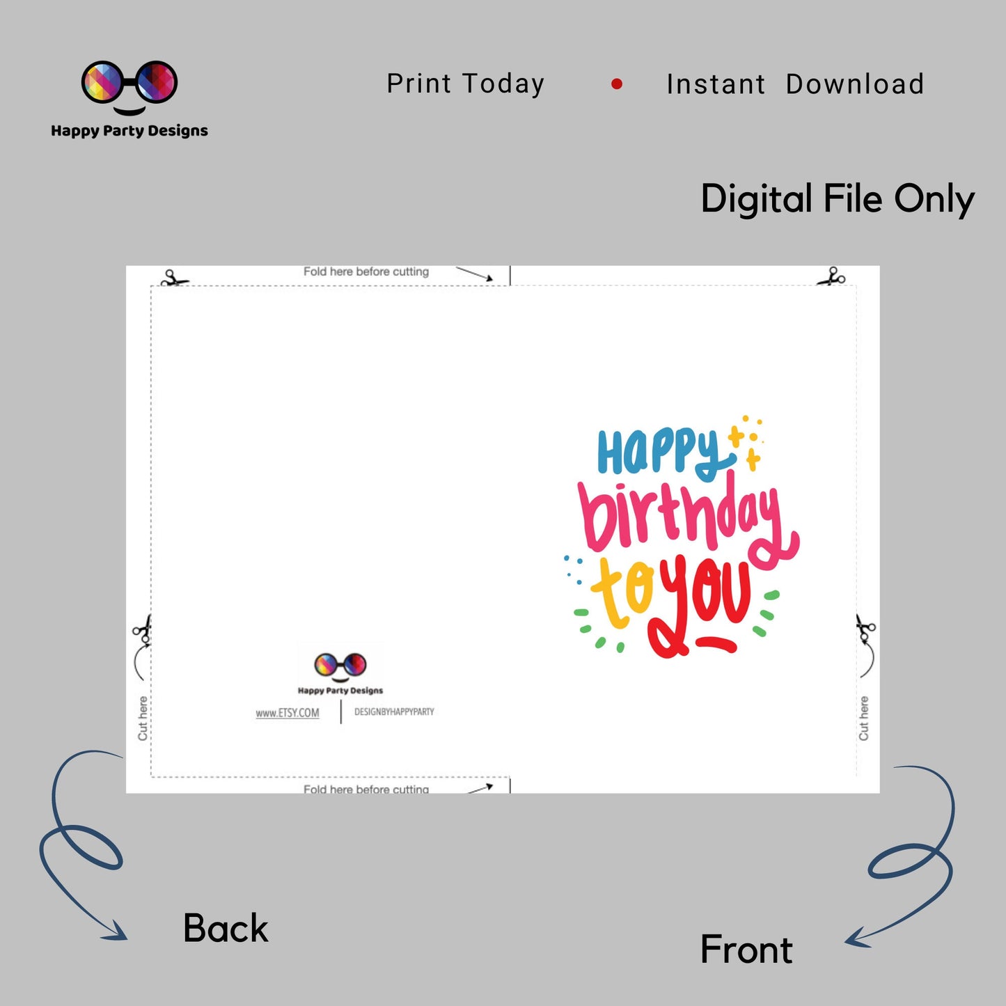 Happy Birthday greeting card | Printable Birthday Card | Happy Birthday Card | Instant Download | Happy Birthday to you card