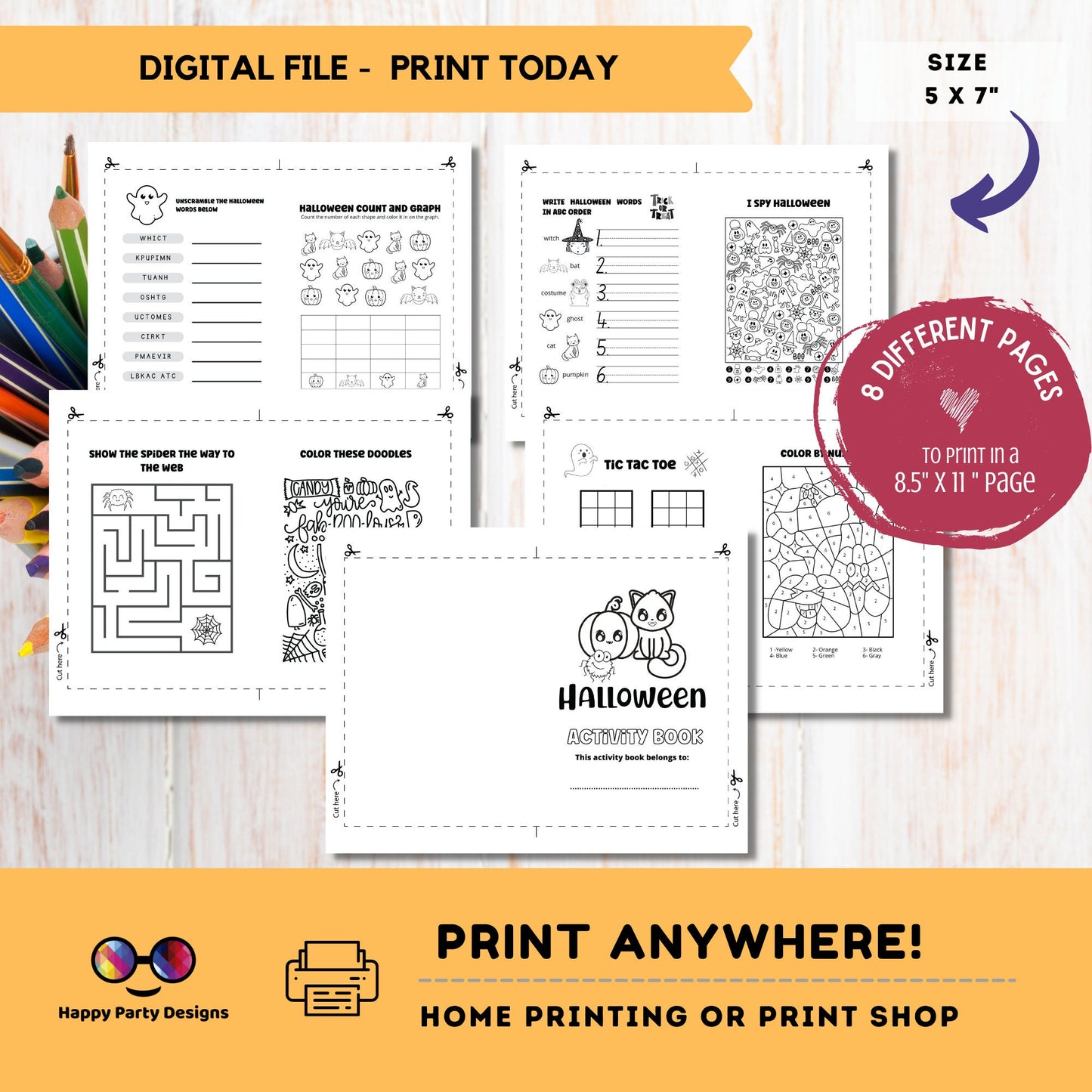 Halloween Activity Booklet | Coloring booklet for Halloween | Printable Activity Book Halloween Party | Printable Activity Booklet