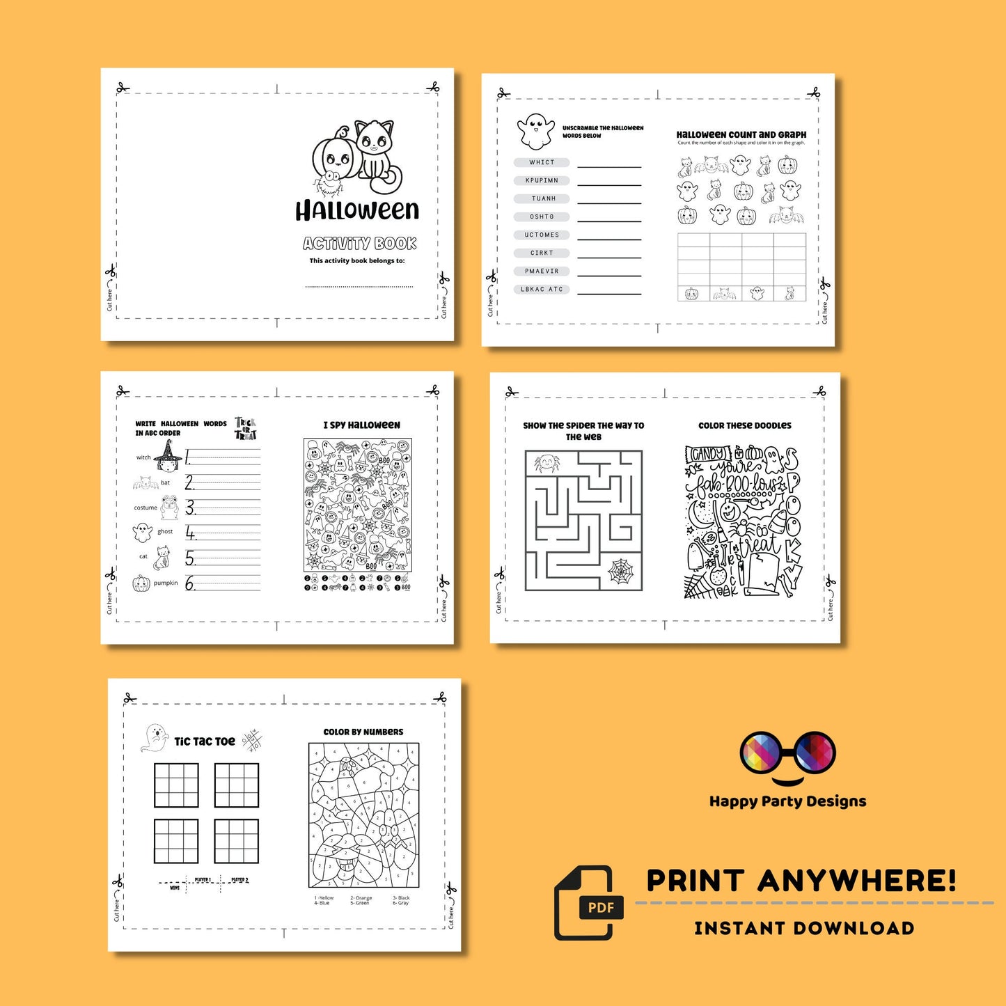 Halloween Activity Booklet | Coloring booklet for Halloween | Printable Activity Book Halloween Party | Printable Activity Booklet