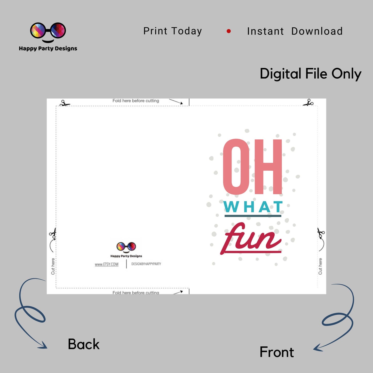 PRINTABLE Christmas card | Christmas Card | Holiday Card | Oh what fun | Instant Download