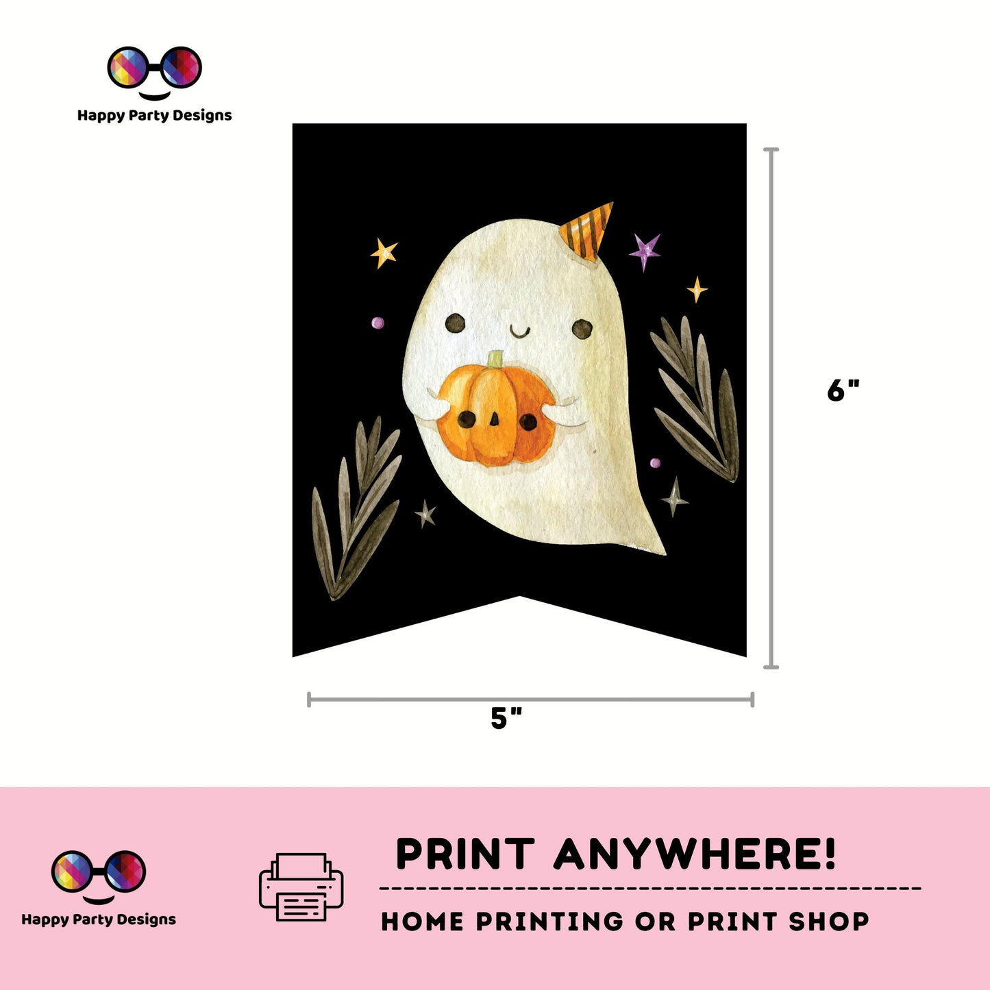 Halloween printable Banner | Ghost Decorations | Halloween Party | Cute Halloween Printable | Digital | Printable | instant download