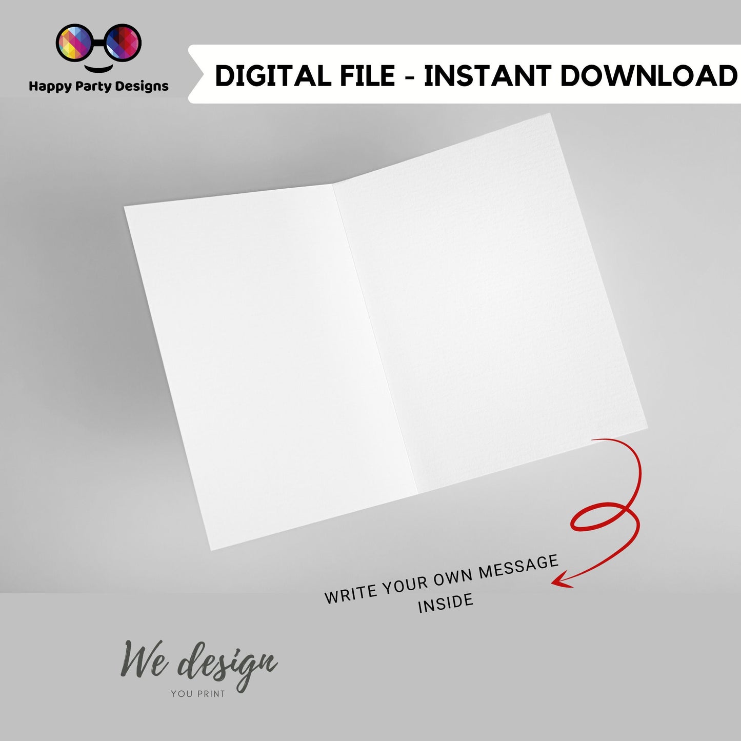 Printable Tea Thank You Card | Bridal Shower | Baby Shower | Folded Notes Blank Inside | Tea Party Thank You Card Template #W2