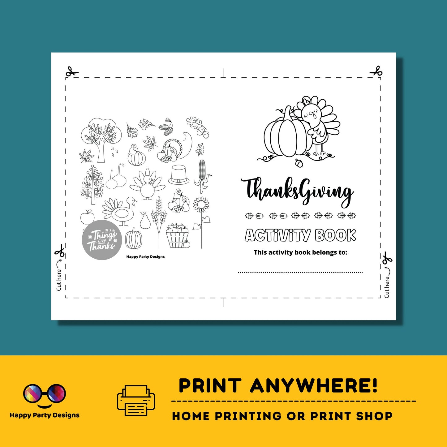 Thanksgiving Kids Activity Booklet | Coloring book for Thanksgiving | Printable Activity Booklet Thanksgiving | Thanksgiving Keepsake