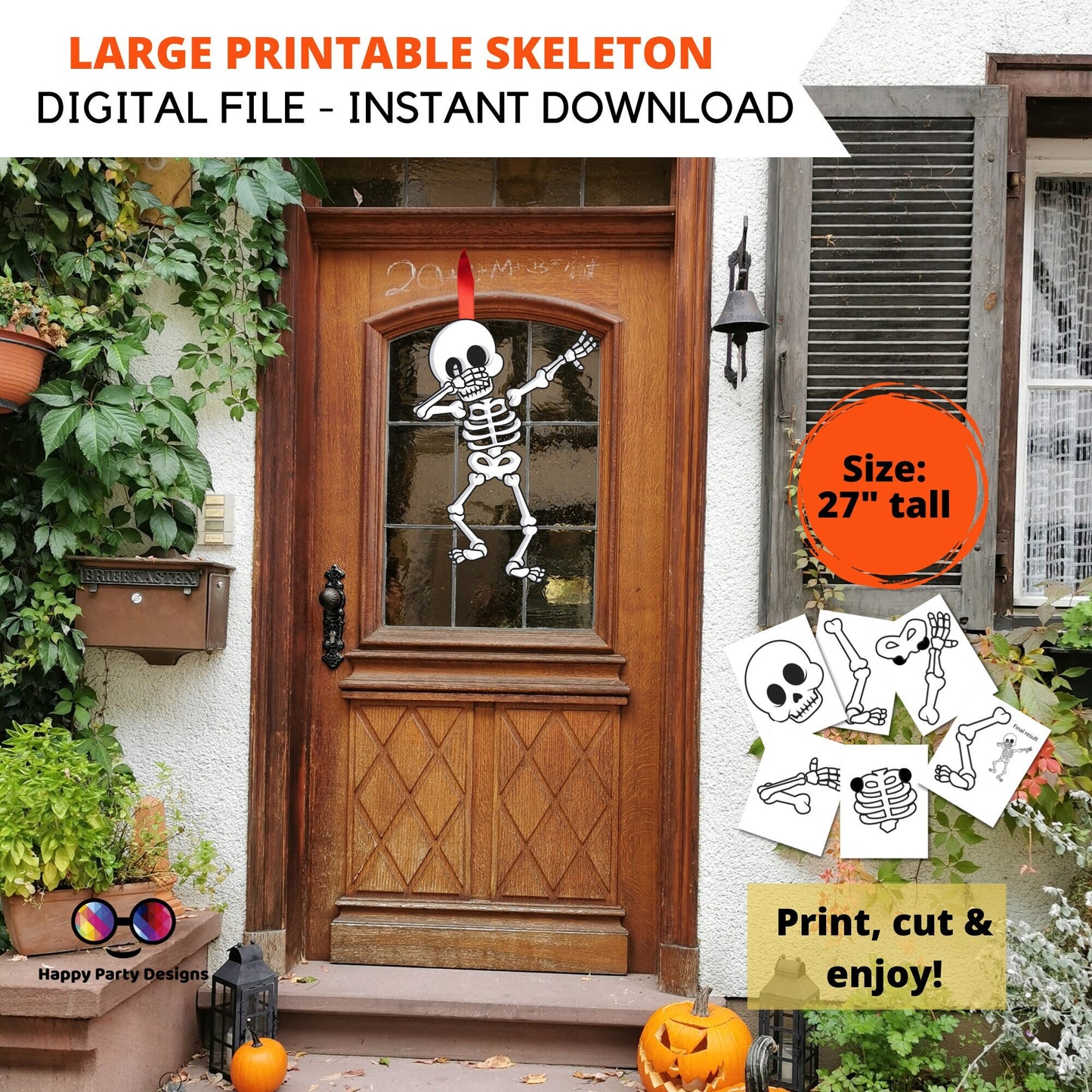 Large Halloween Skeleton | Halloween Party Decoration | Cute | Instant Download | Digital | Halloween Party | Halloween decor