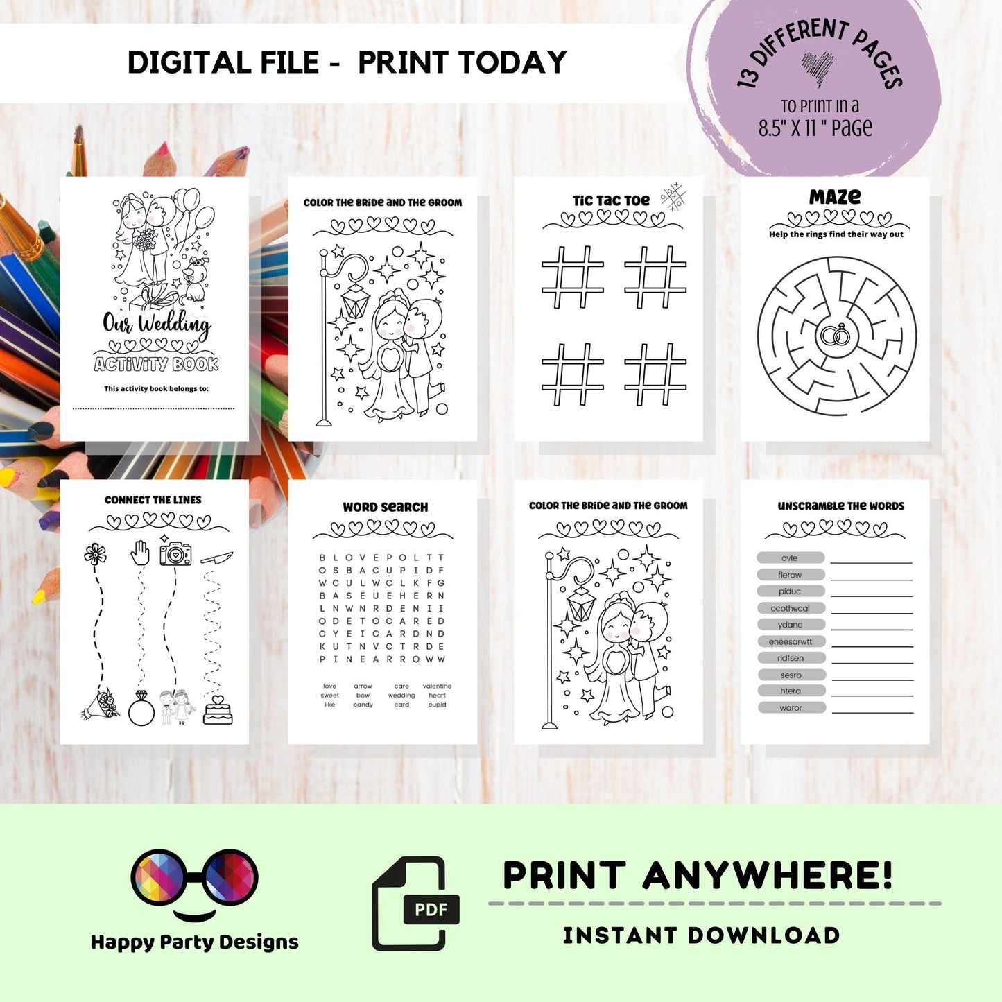 Wedding Kids Activity Book | Coloring book for wedding | Printable wedding Activity Book | Instant Download wedding Activity Book