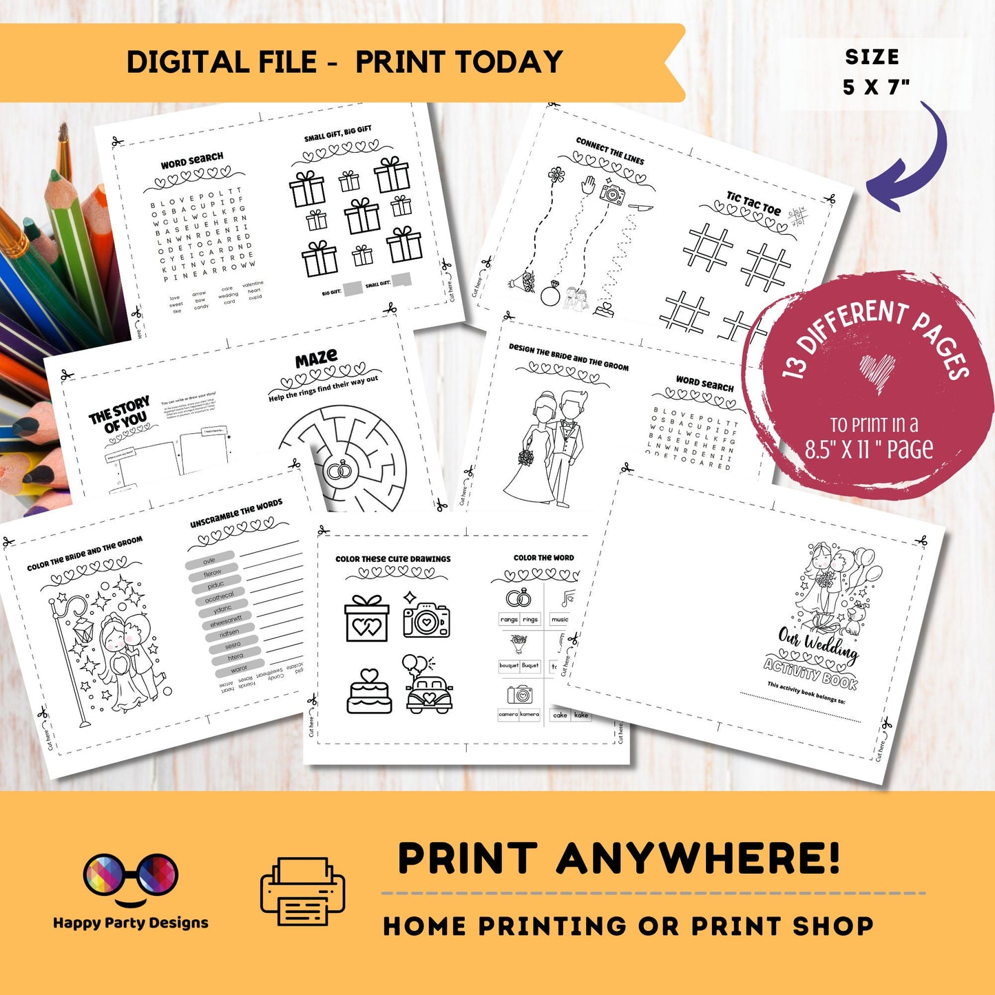 Wedding Kids Activity Booklet | Coloring book for Wedding | Printable Activity Booklet Wedding | Wedding Keepsake