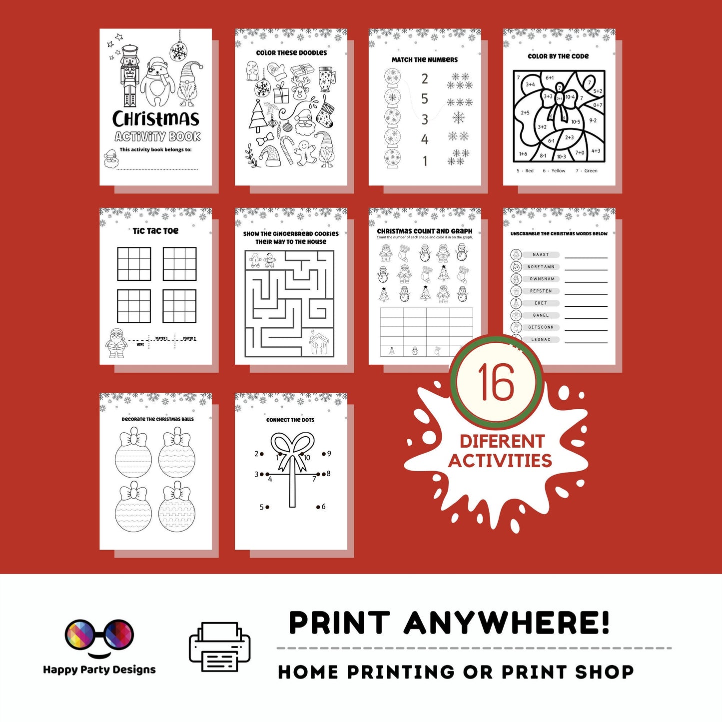 Christmas Kids Activity Book | Coloring book for Christmas | Printable Activity Book Holidays | Kids Keepsake