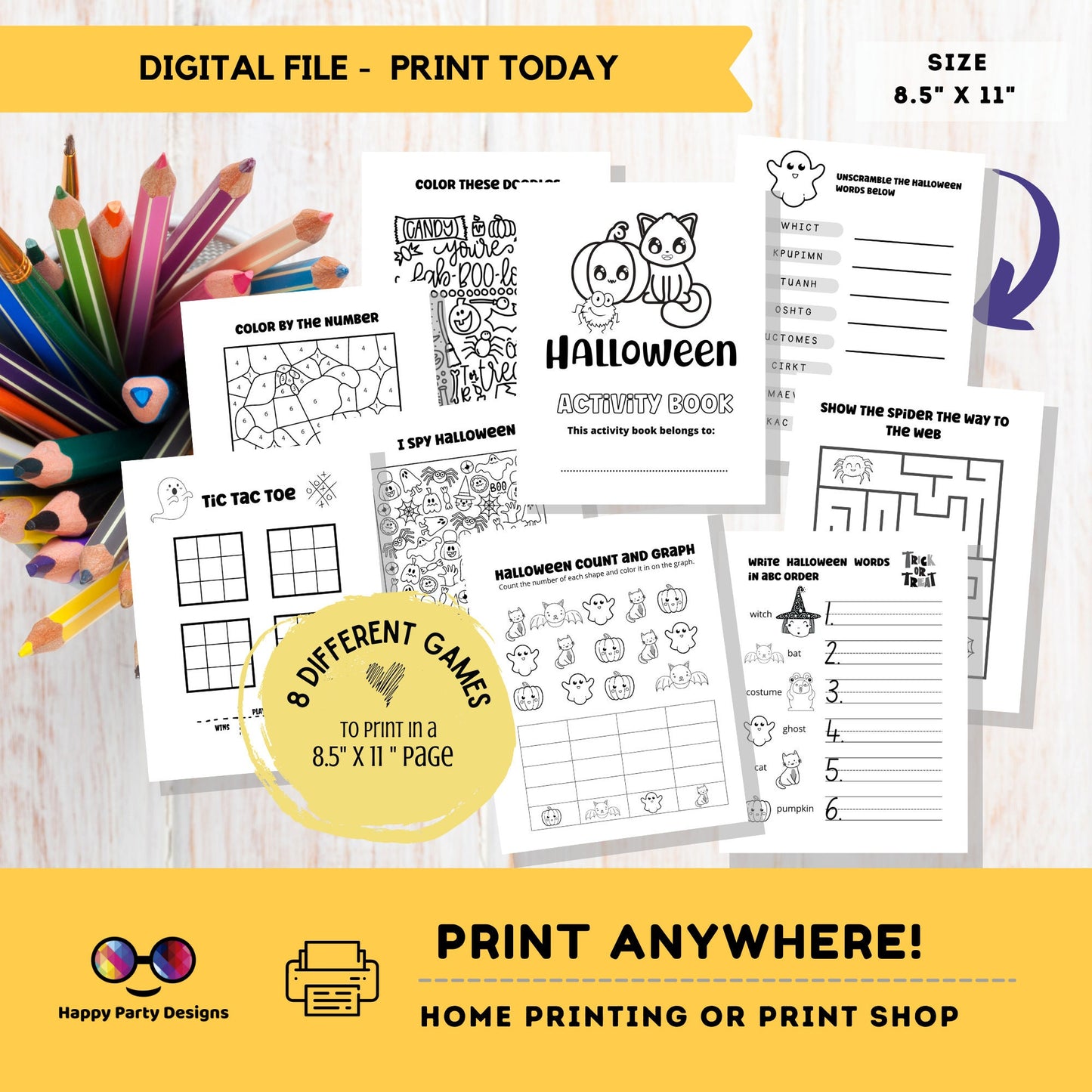 Halloween Activity Book | Coloring book for Halloween Baby Shower | Printable Activity Book Halloween Party | Printable Activity Book