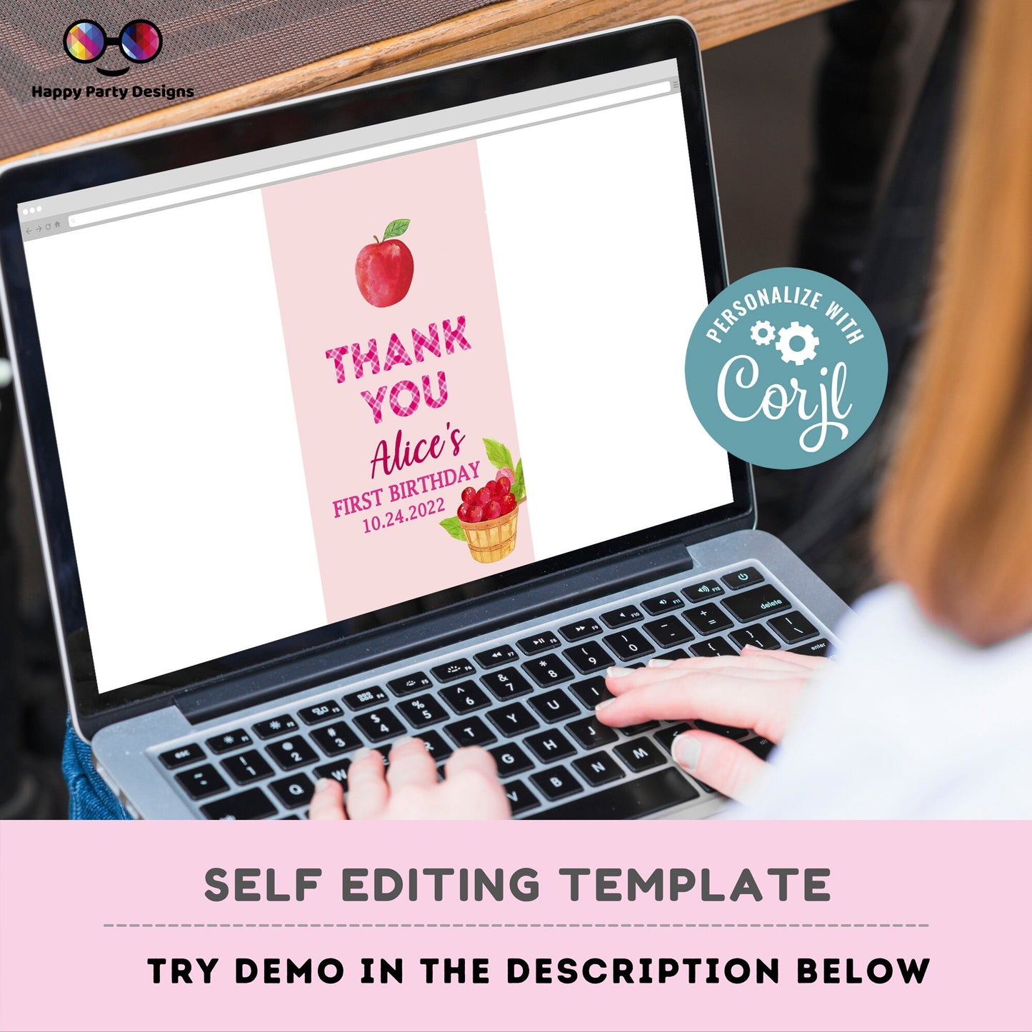 Editable You've been picked Thank you tag | Digital apple thank you tag | You've been picked Thank You tag | Personalize Online