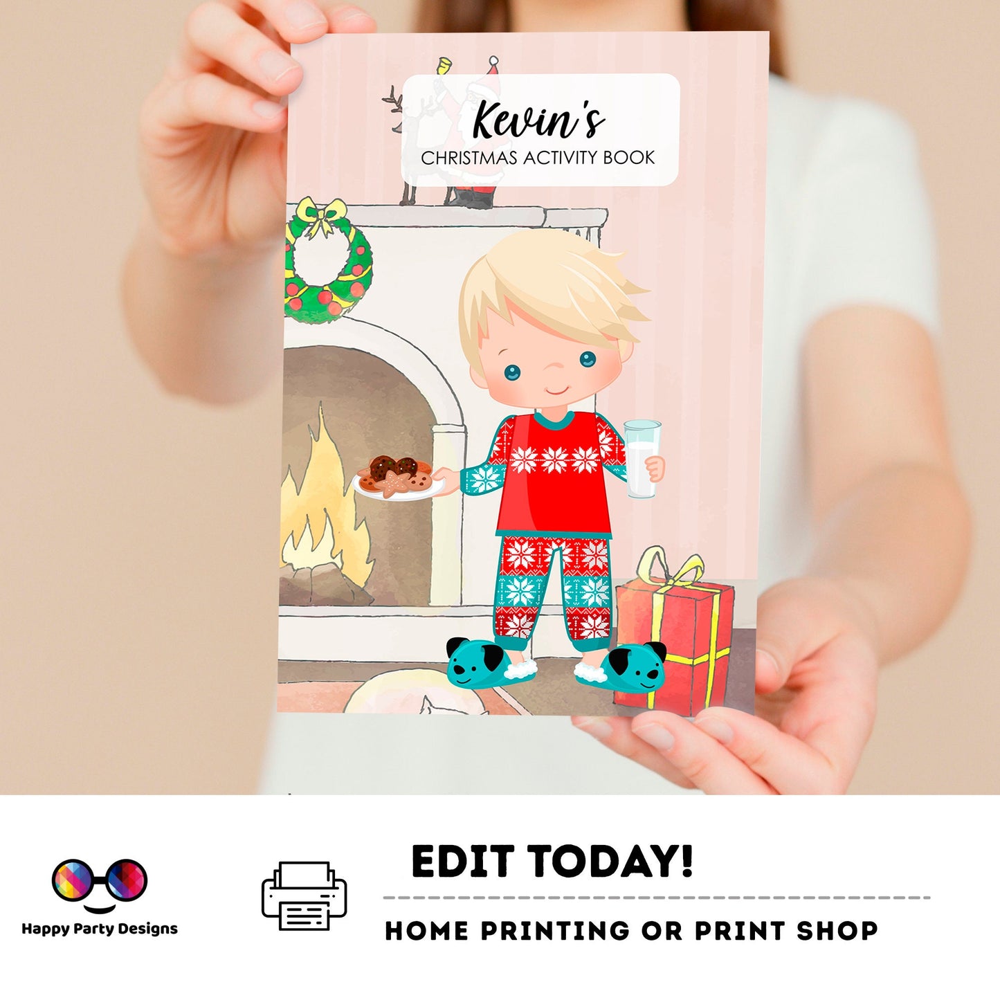 Editable Christmas Kids Activity Book | Personalized Kids Christmas Activity Book | Coloring book for Christmas | Printable Book Holidays