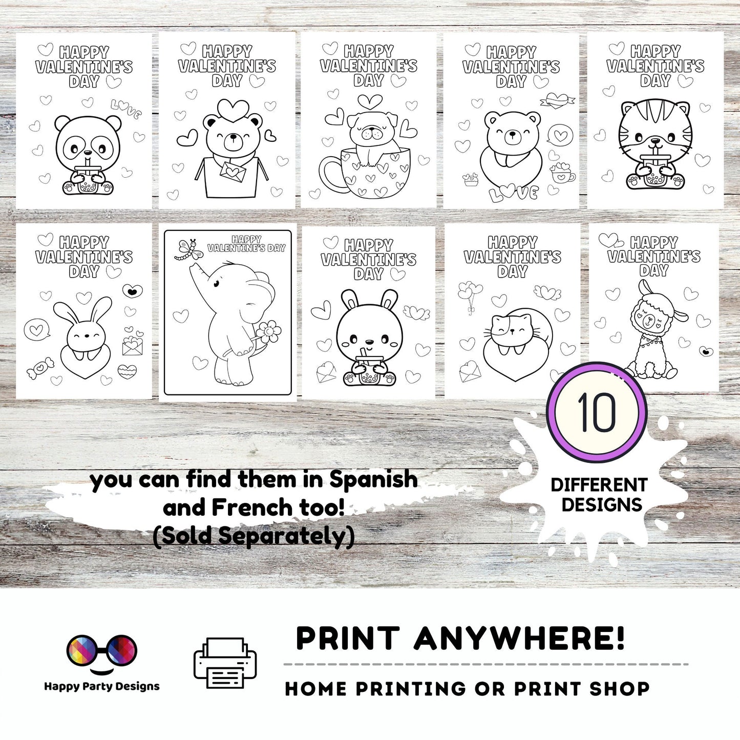 Printable Coloring Pages | Coloring Pages for Kids | Happy Valentines Day Colouring Activity | Valentine Party | School activity | 10 pages