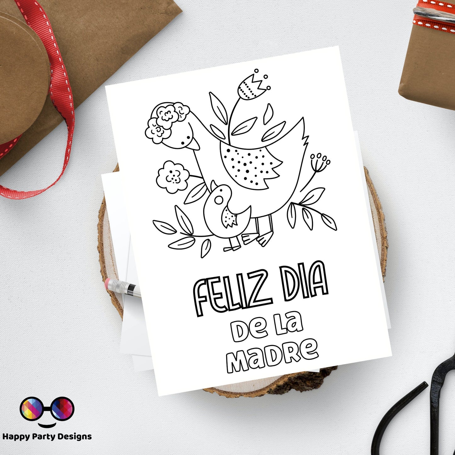 Spanish Printable Mothers day Card | Happy mothers day card | Mom Card | Printable Coloring Card | print and color | Feliz Dia de la madre