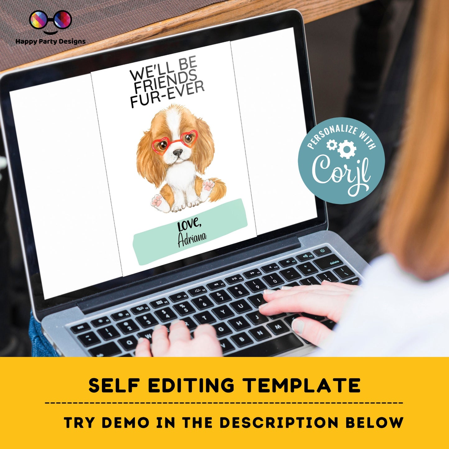 Editable Valentines Day Tag | Digital Tag | Valentine's Tag | Puppies Tag | Valentine's puppy tag