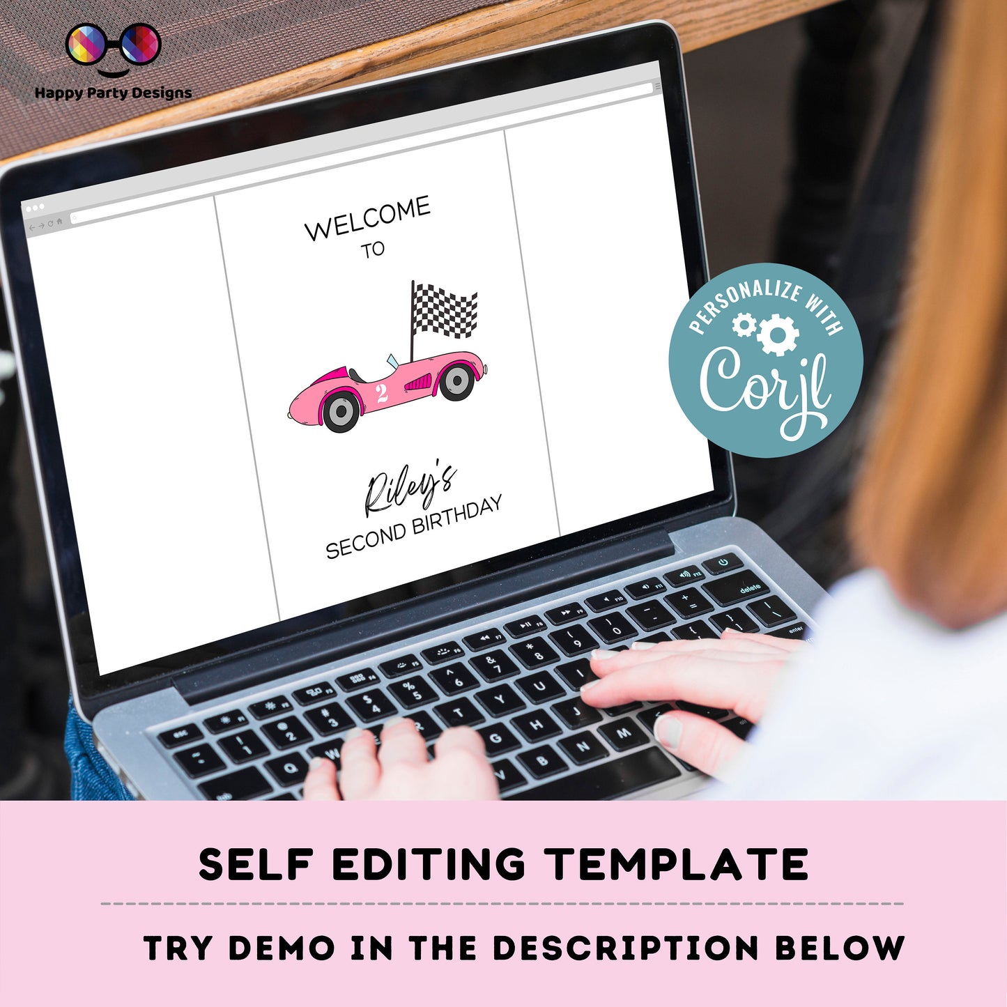 Editable Welcome Sign | racing pink car birthday | racing birthday Decorations | birthday Girl | Welcome Sign | two fast Party | Any age!