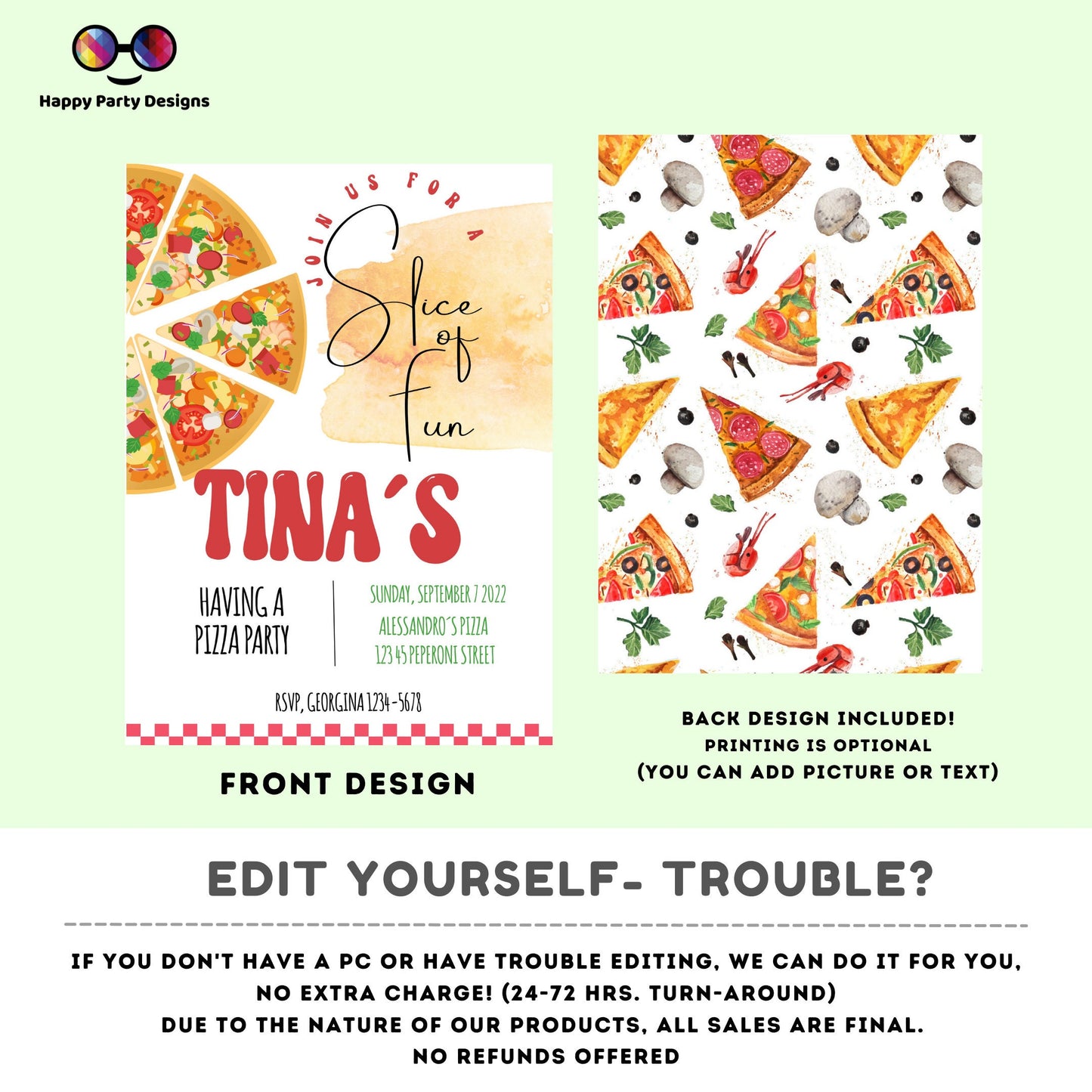 Editable Pizza Party invitation | Digital pizza party printable invite | Birthday boy | Birthday girl | pizza party Invitation | #K46