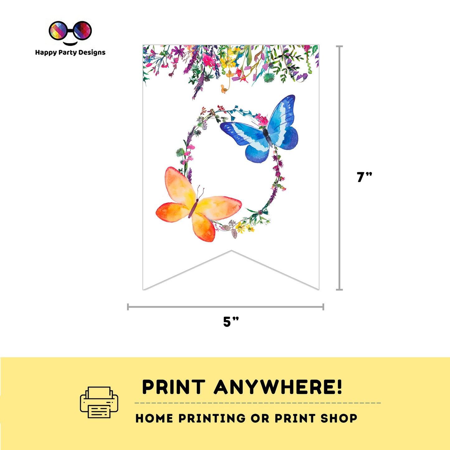 Happy Birthday Wildflower Banner | Wildflower party | First Birthday banner | Wild flower birthday party #K73